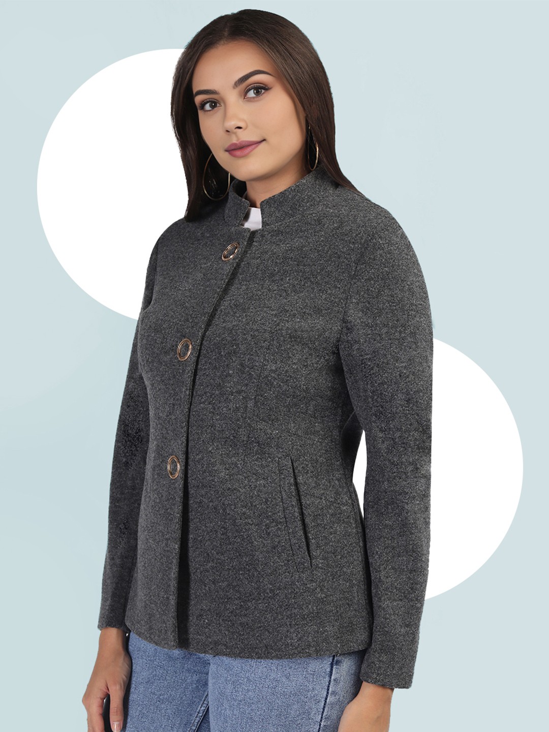

The Roadster Lifestyle Co Women Single-Breasted Overcoat, Grey