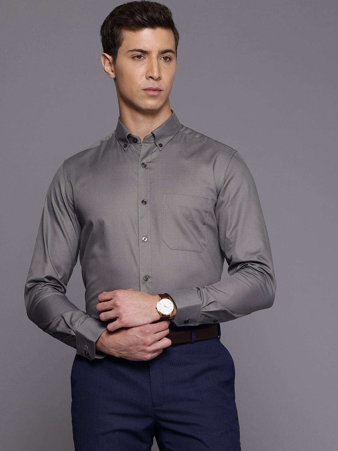 

Louis Philippe Classic Opaque Pure Cotton Formal Shirt, Grey