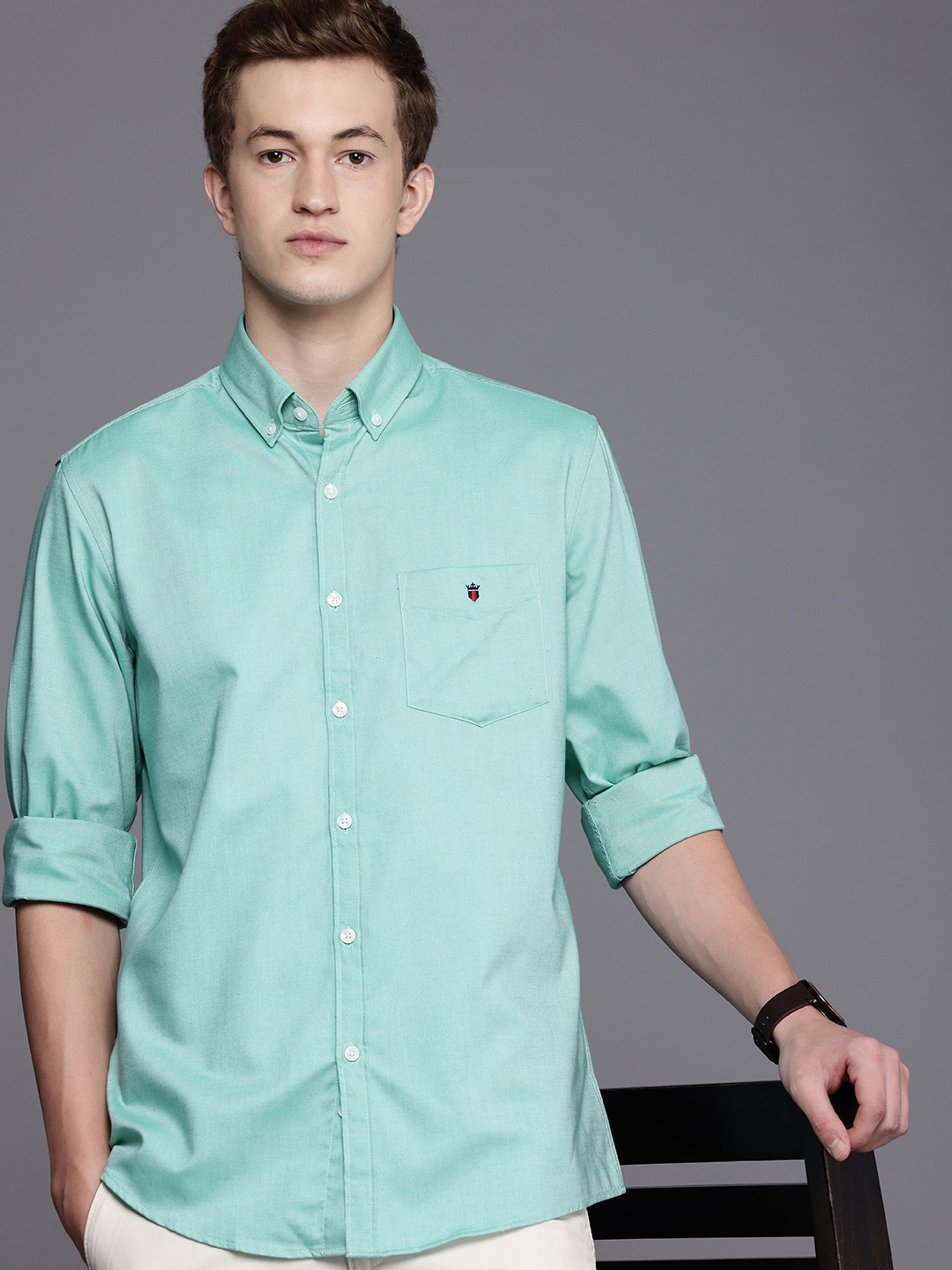 

Louis Philippe Sport Slim Fit Pure Cotton Casual Shirt, Turquoise blue