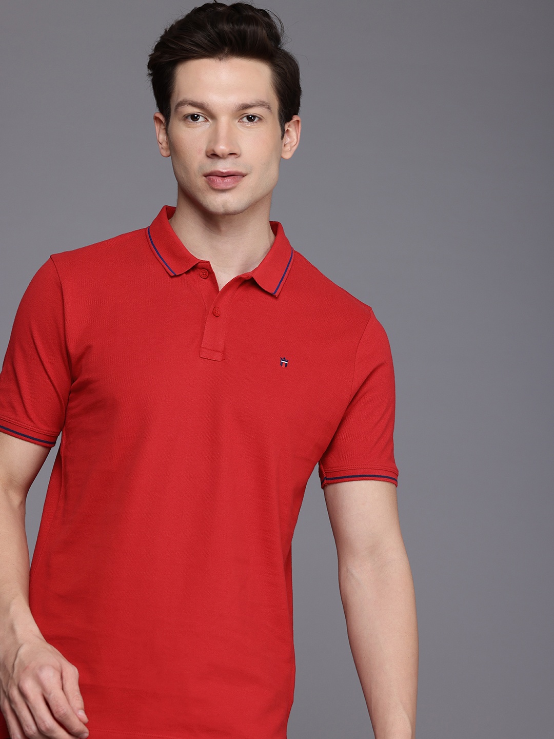 

Louis Philippe Jeans Polo Collar Pure Cotton Slim Fit T-shirt, Red