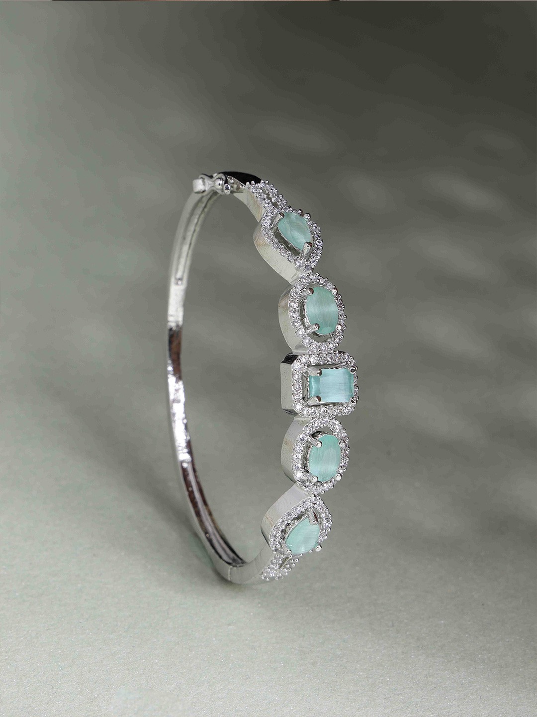 

PANASH Silver-Plated Cubic Zirconia Stone Studded Kada Bracelet