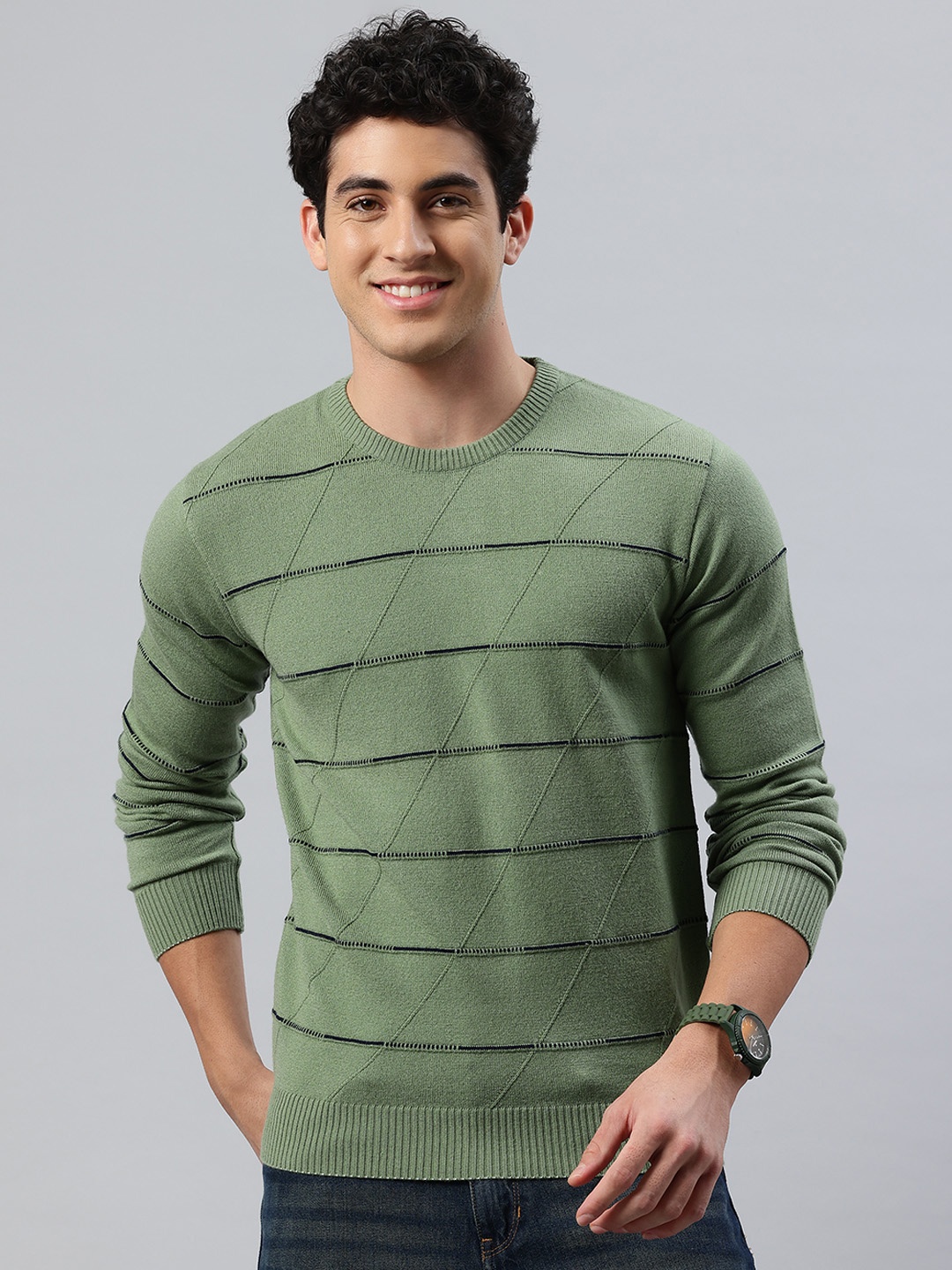 

Pierre Carlo Men Self Design Pullover, Green