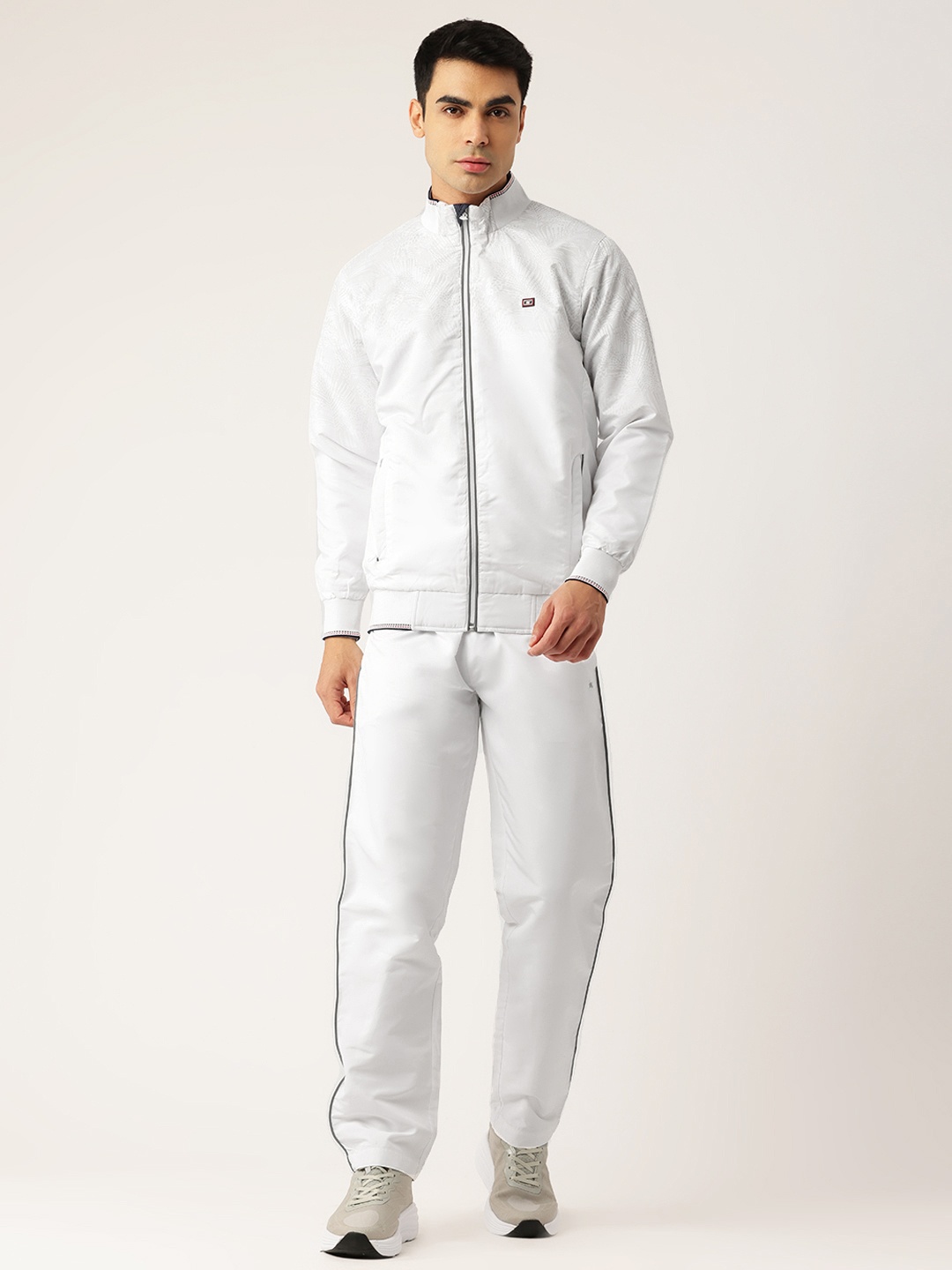 

Monte Carlo Mock Collar Printed Tracksuits, White