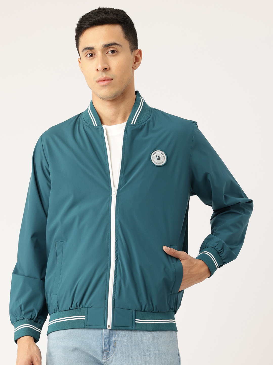 

Monte Carlo Solid Bomber Jacket, Teal