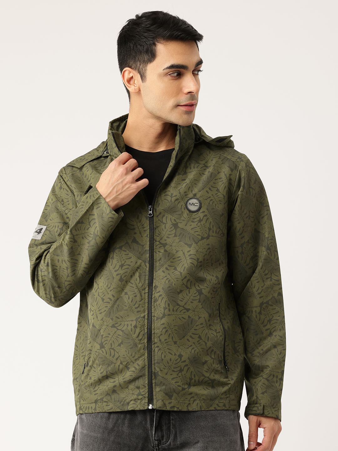 

Monte Carlo Floral Hooded Tailored Jacket, Olive