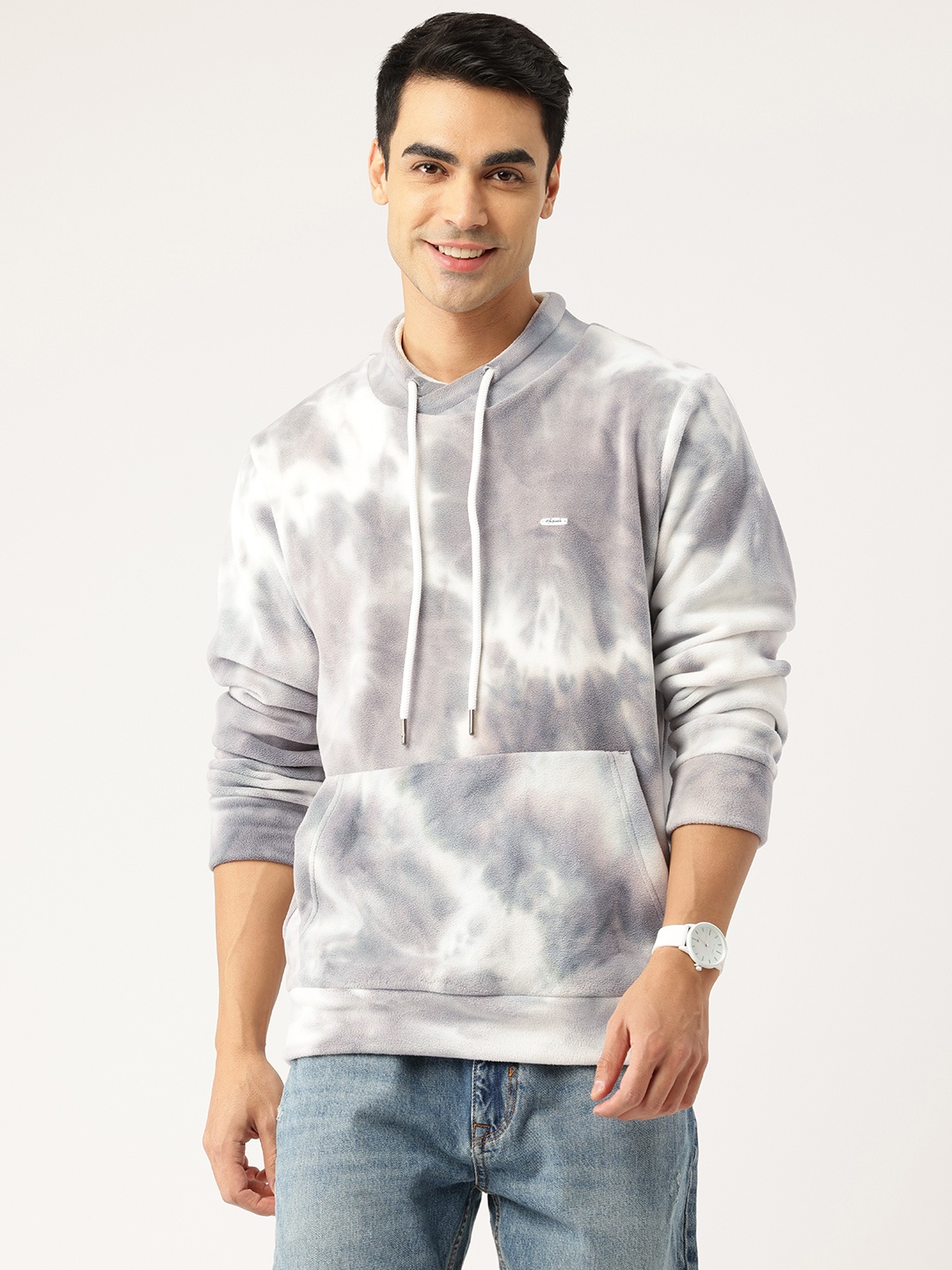 

Monte Carlo Round Neck Printed Fleece Sweatshirt, Grey