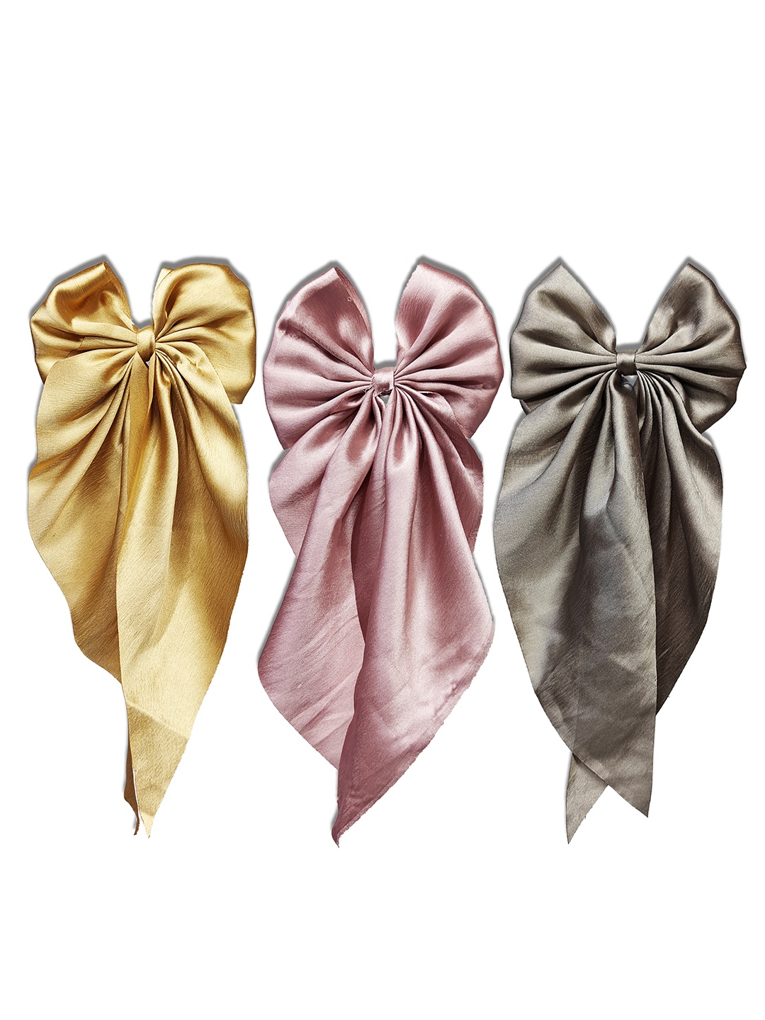 

Comet Busters Women Set of 3 French Ribbon Bow Clip Barrette, Gold