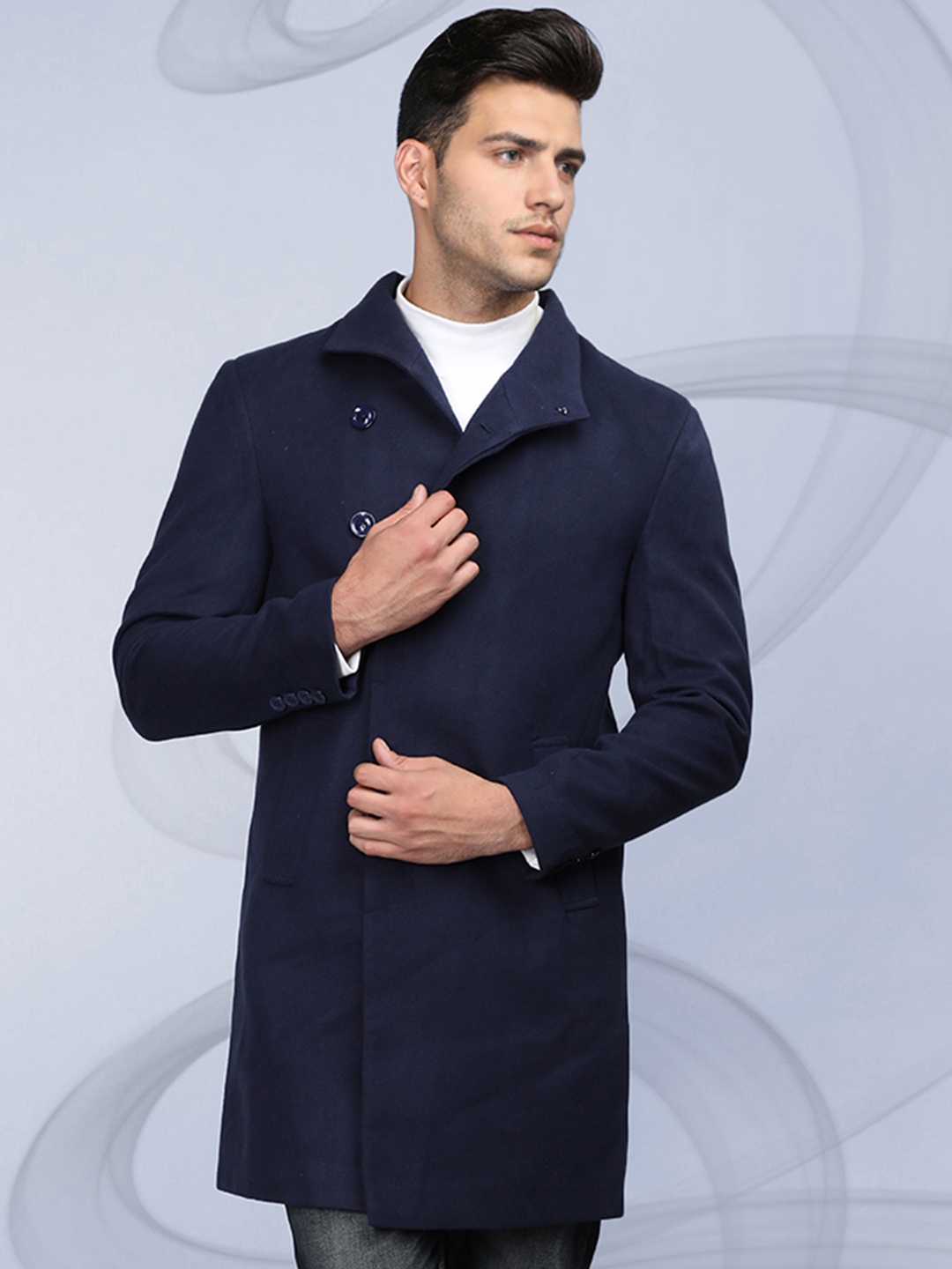 

The Roadster Men Lifestyle Co Single-Breasted Coat, Navy blue