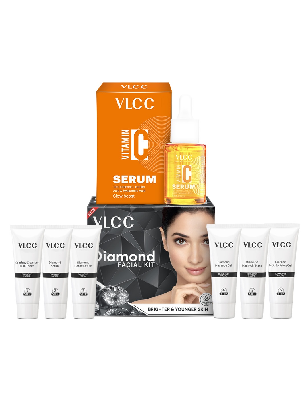 

VLCC Diamond Deep Exfoliation Facial Kit - 60g with Vitamin C Serum - 15ml, Grey