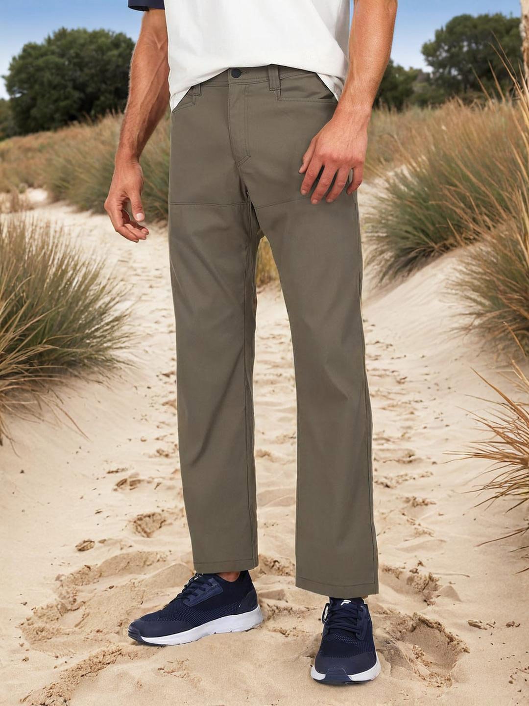 

Wrangler Men Mid Rise Straight Fit Trousers, Green