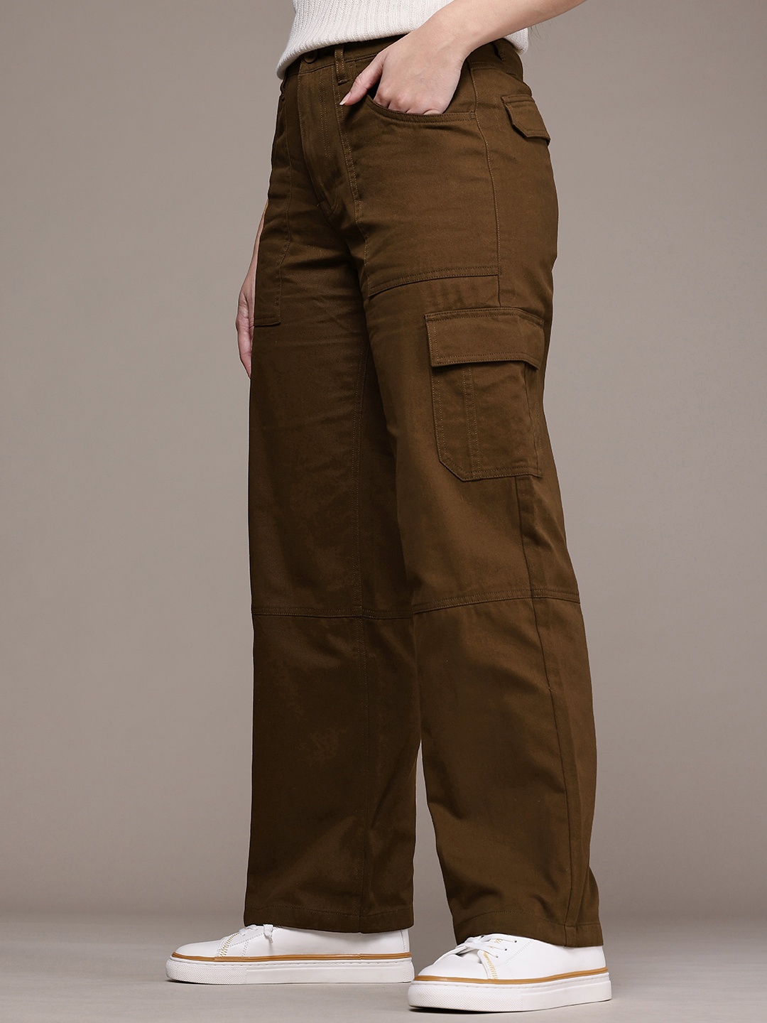 

French Connection Smart Slim Fit Easy Wash Cargo Trousers, Brown