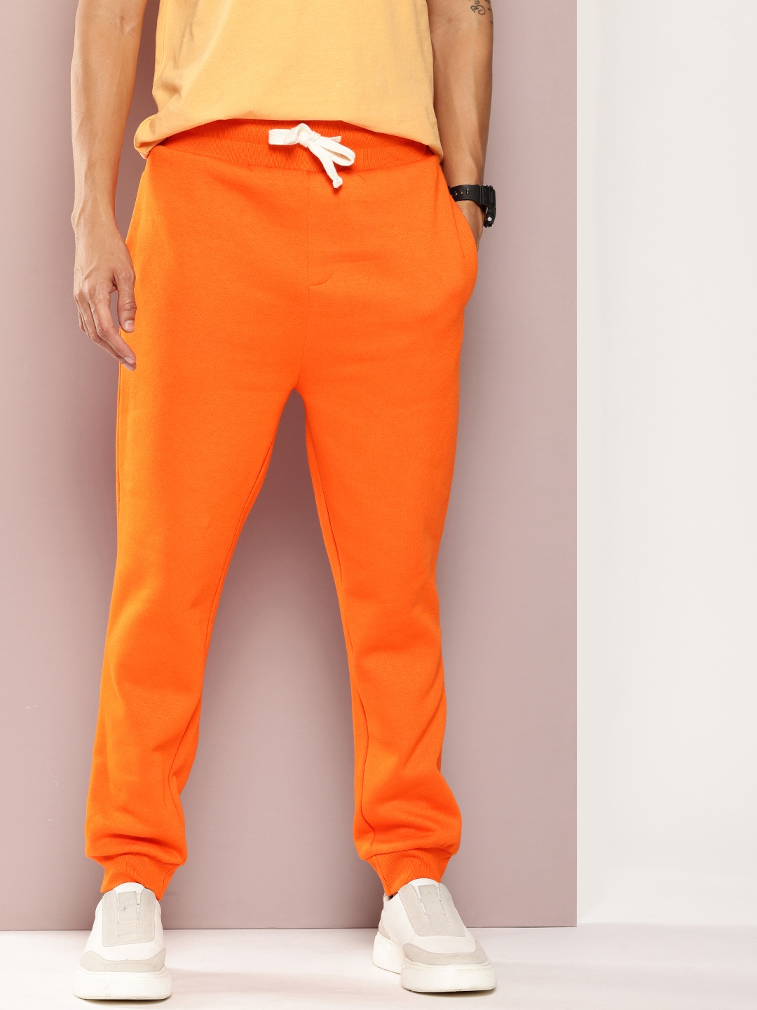 

Kook N Keech Men Solid Relaxed Joggers, Orange