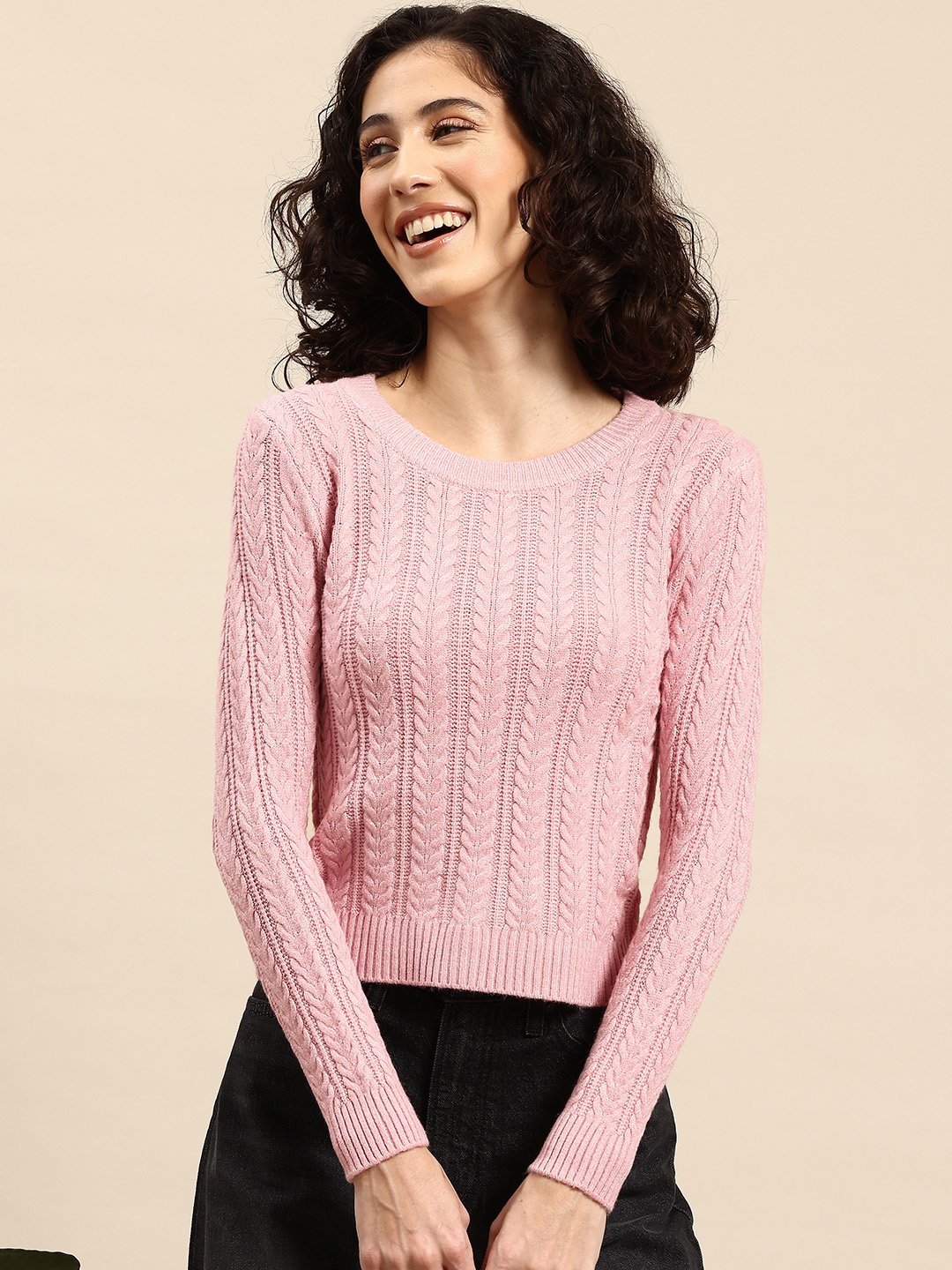 

Mast & Harbour Ribbed Woollen Pullover, Rose