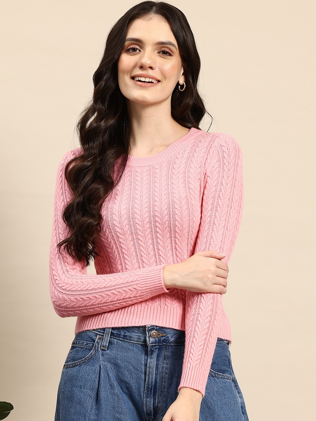 

Mast & Harbour Ribbed Woollen Pullover, Pink