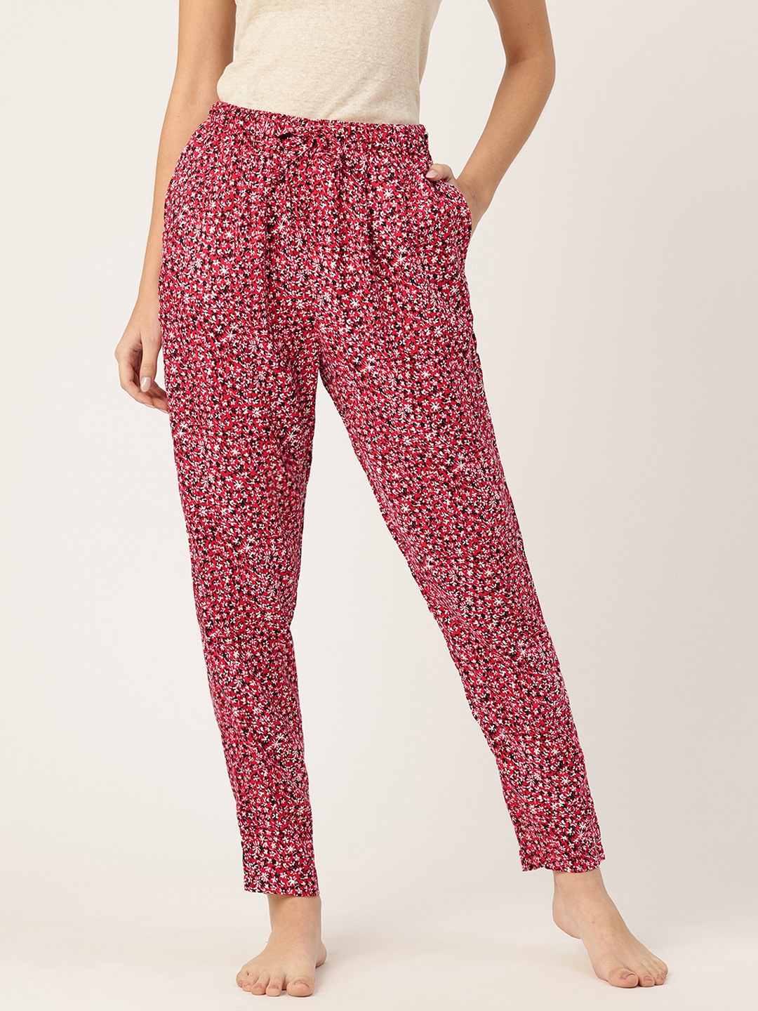 

ETC Floral Printed Lounge Pants, Red