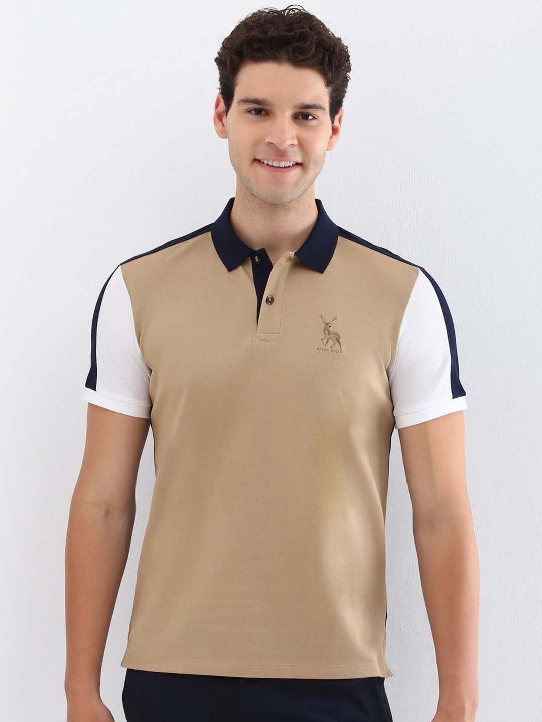 

Allen Solly Men Colourblocked Polo Collar Cotton T-shirt, Beige