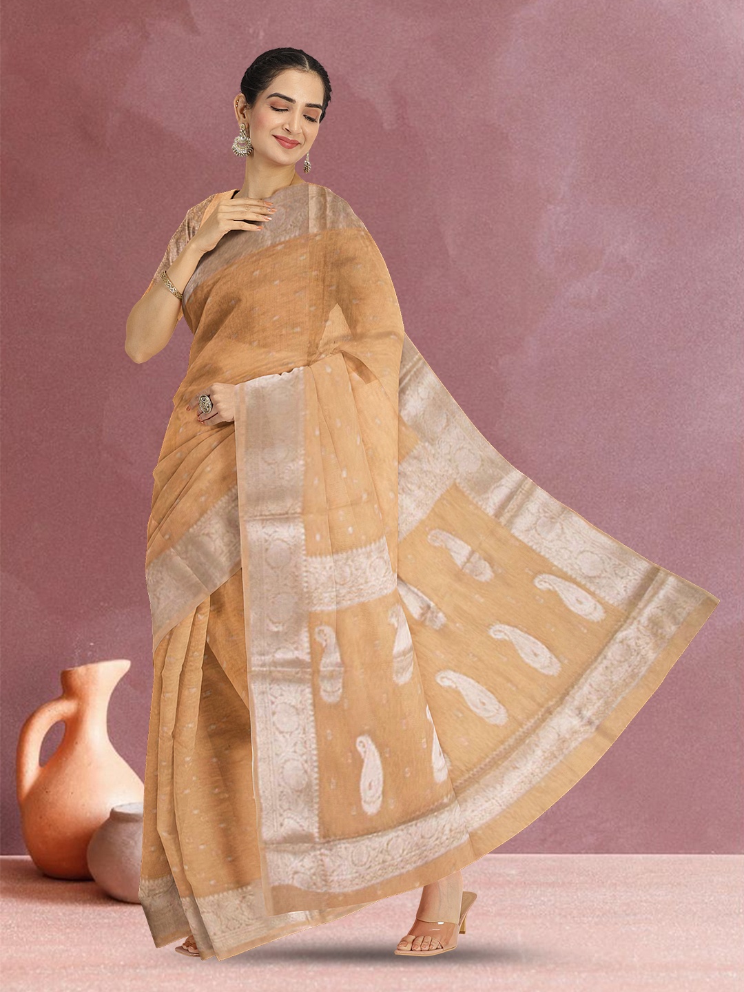 

Avishya Woven Design Zari Tissue Banarasi Saree, Brown