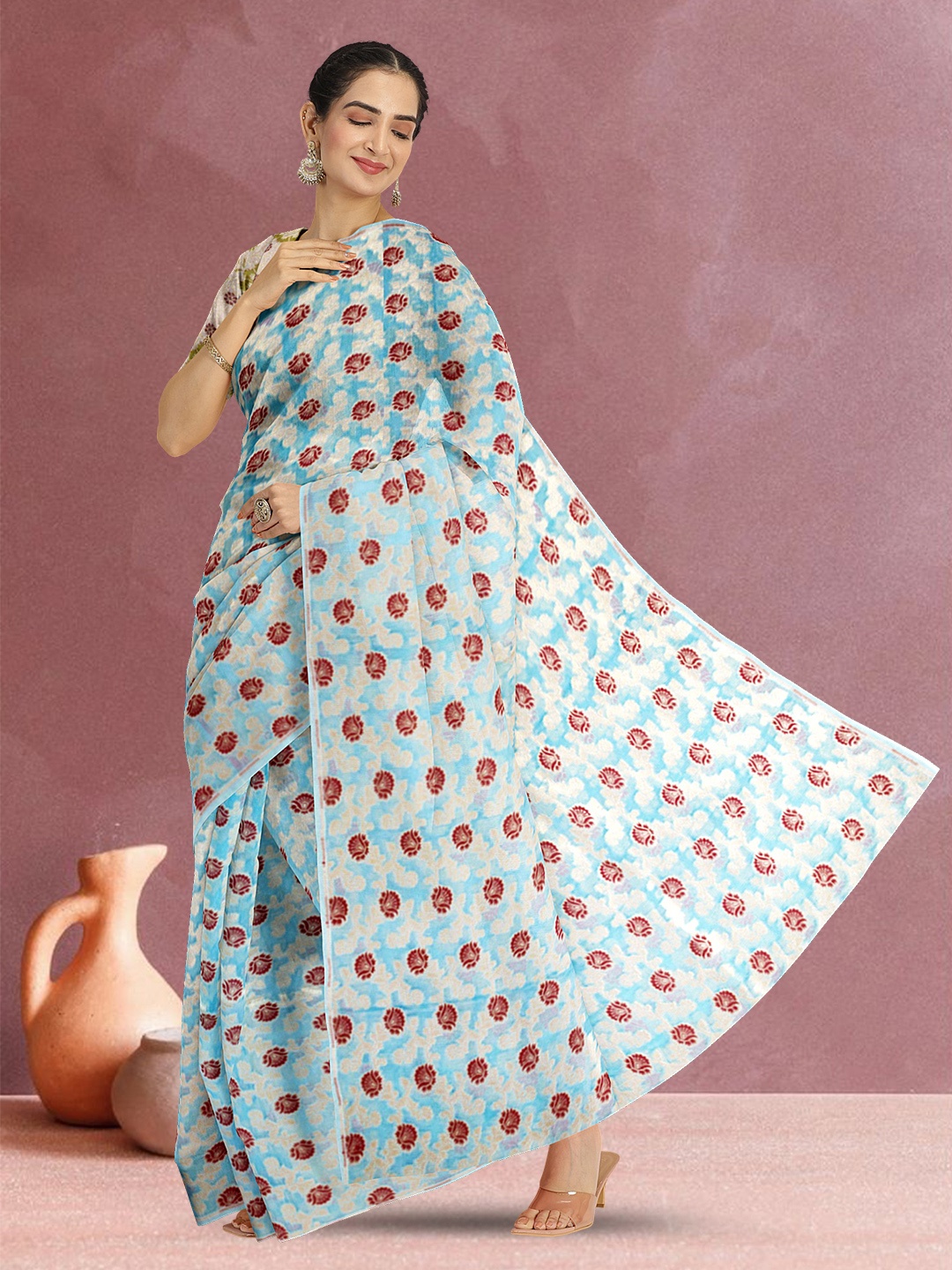 

Avishya Woven Design Zari Organza Banarasi Saree, Blue