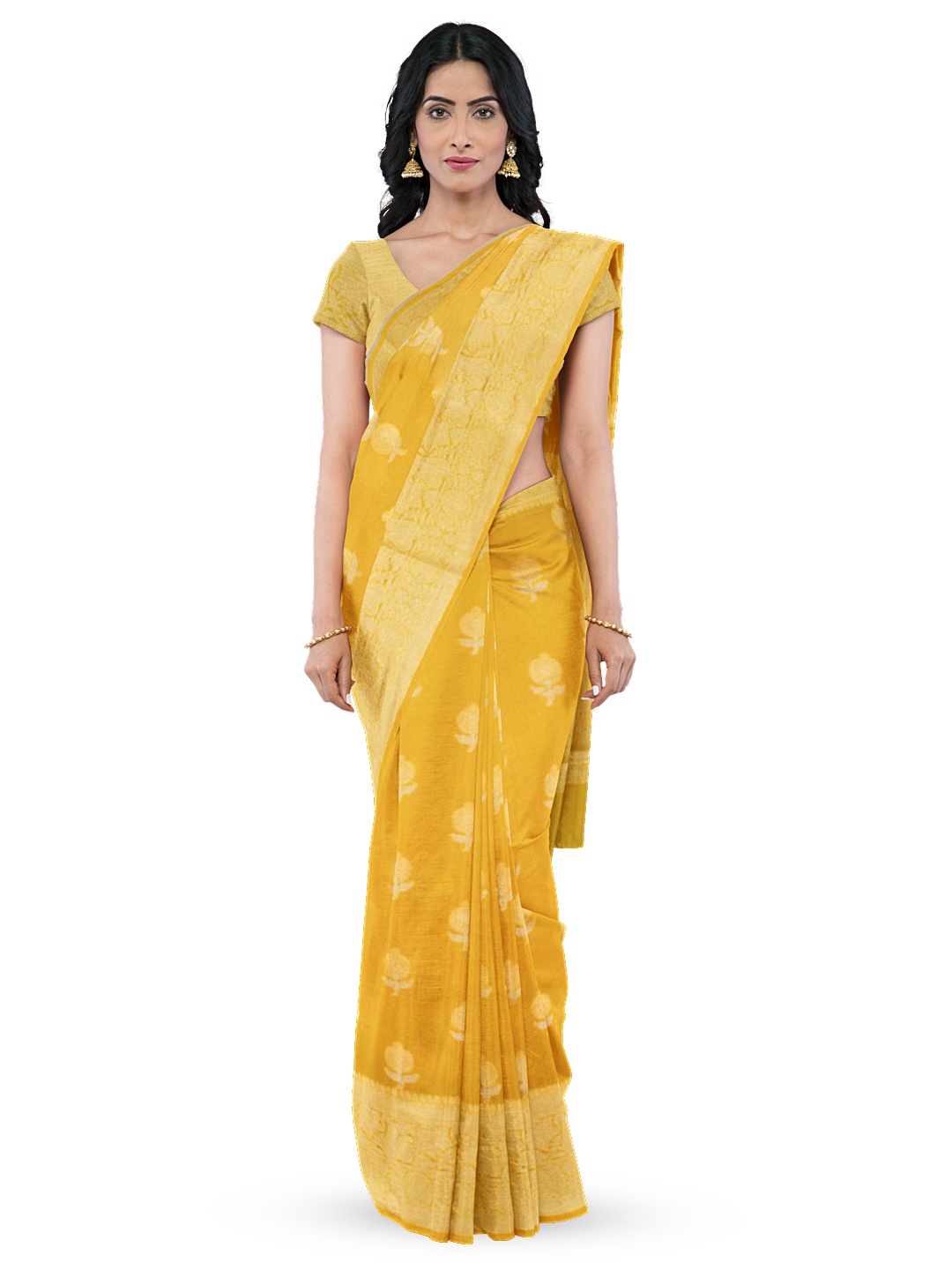 

Avishya Woven Design Zari Organza Banarasi Saree, Yellow