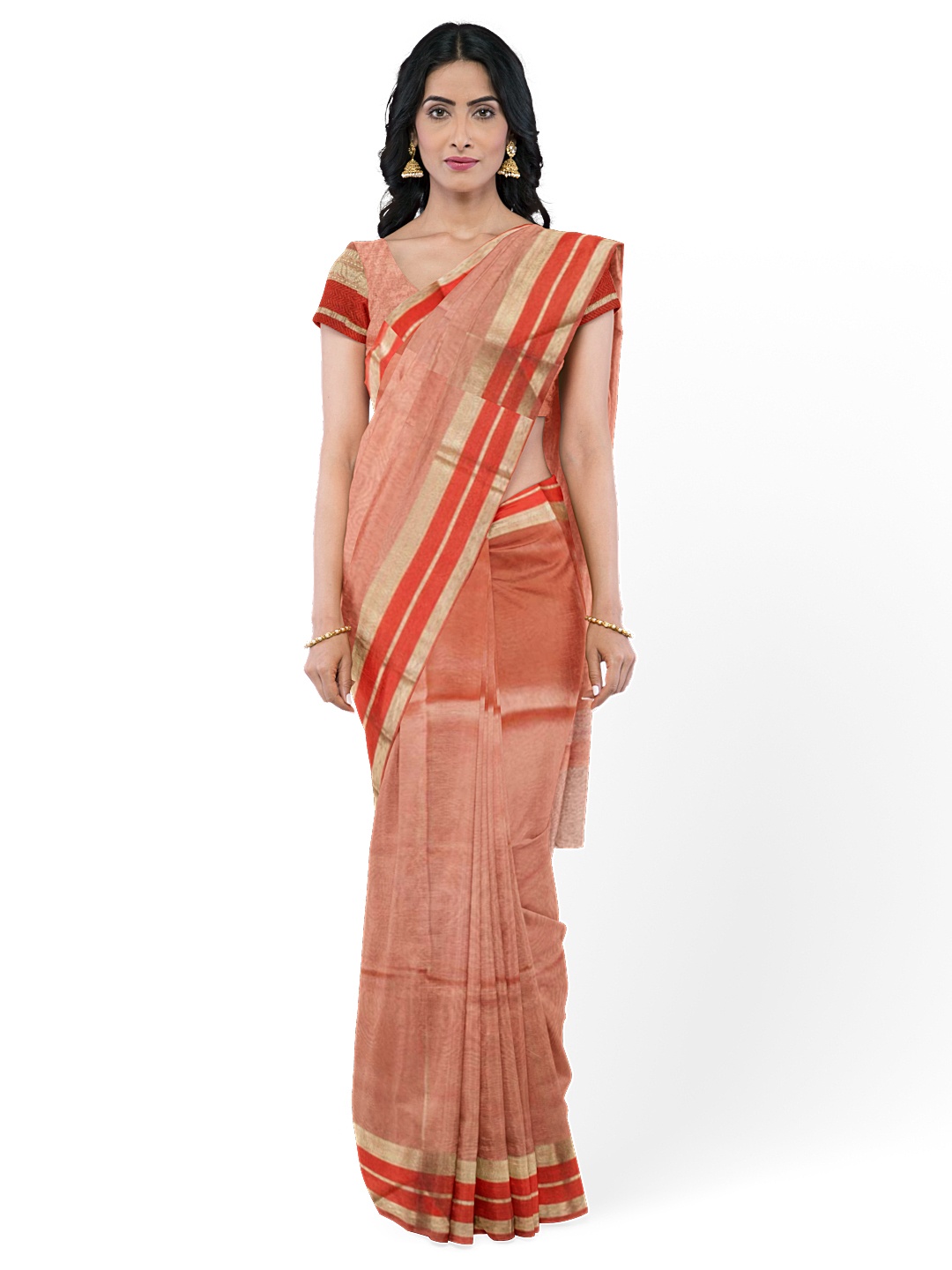 

Avishya Woven Design Zari Tissue Banarasi Saree, Peach