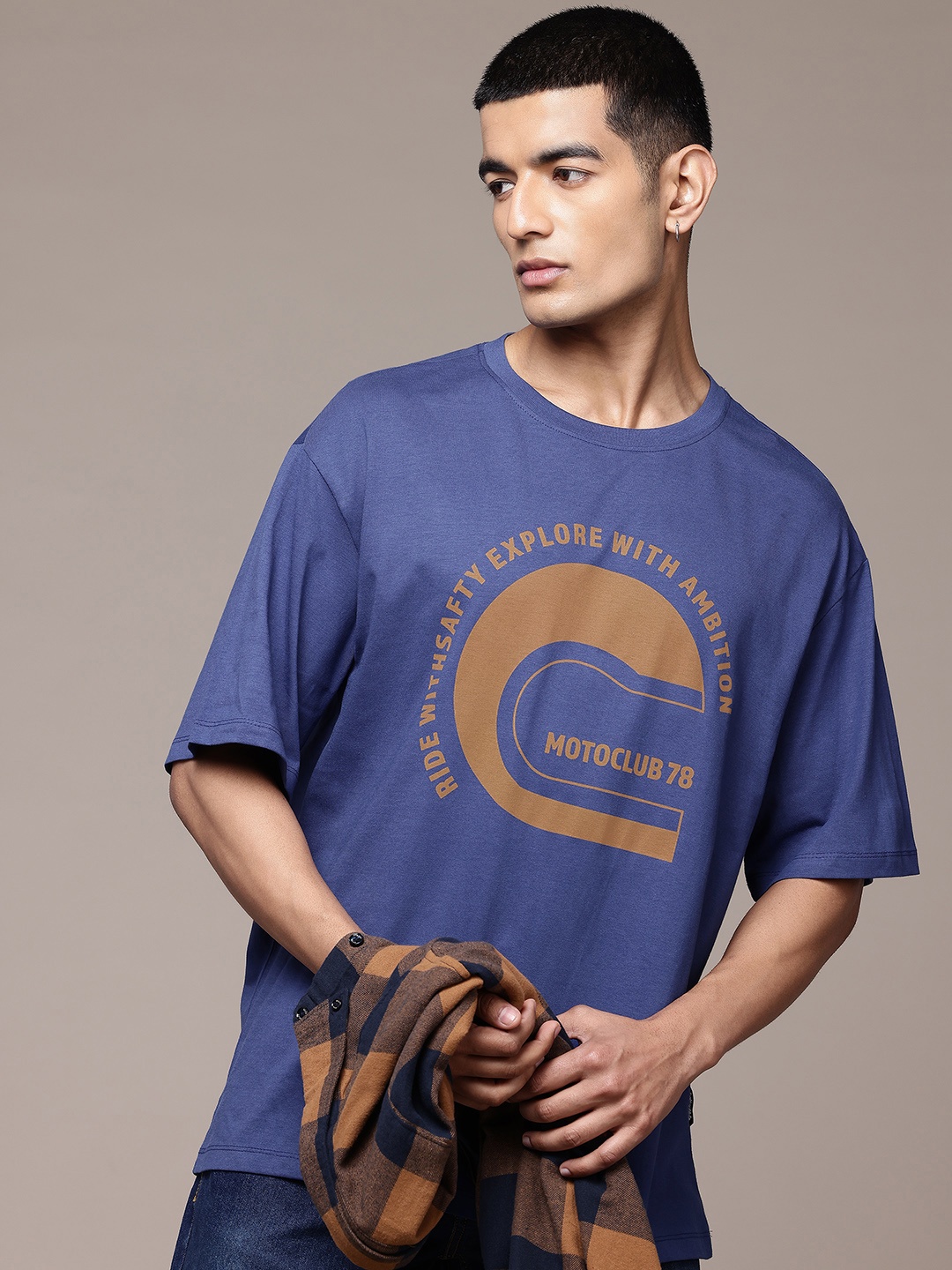 

The Roadster Lifestyle Co. Typography Pure Cotton T-shirt, Blue