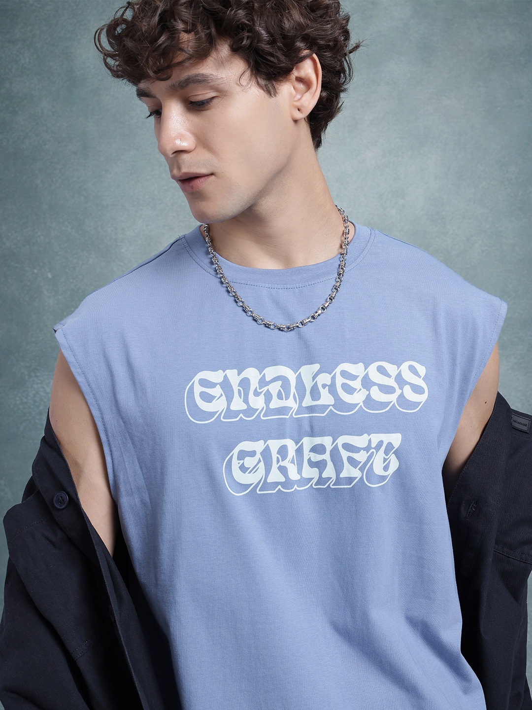 

The Roadster Life Co. Typography Printed Pure Cotton Relaxed T-shirt, Blue