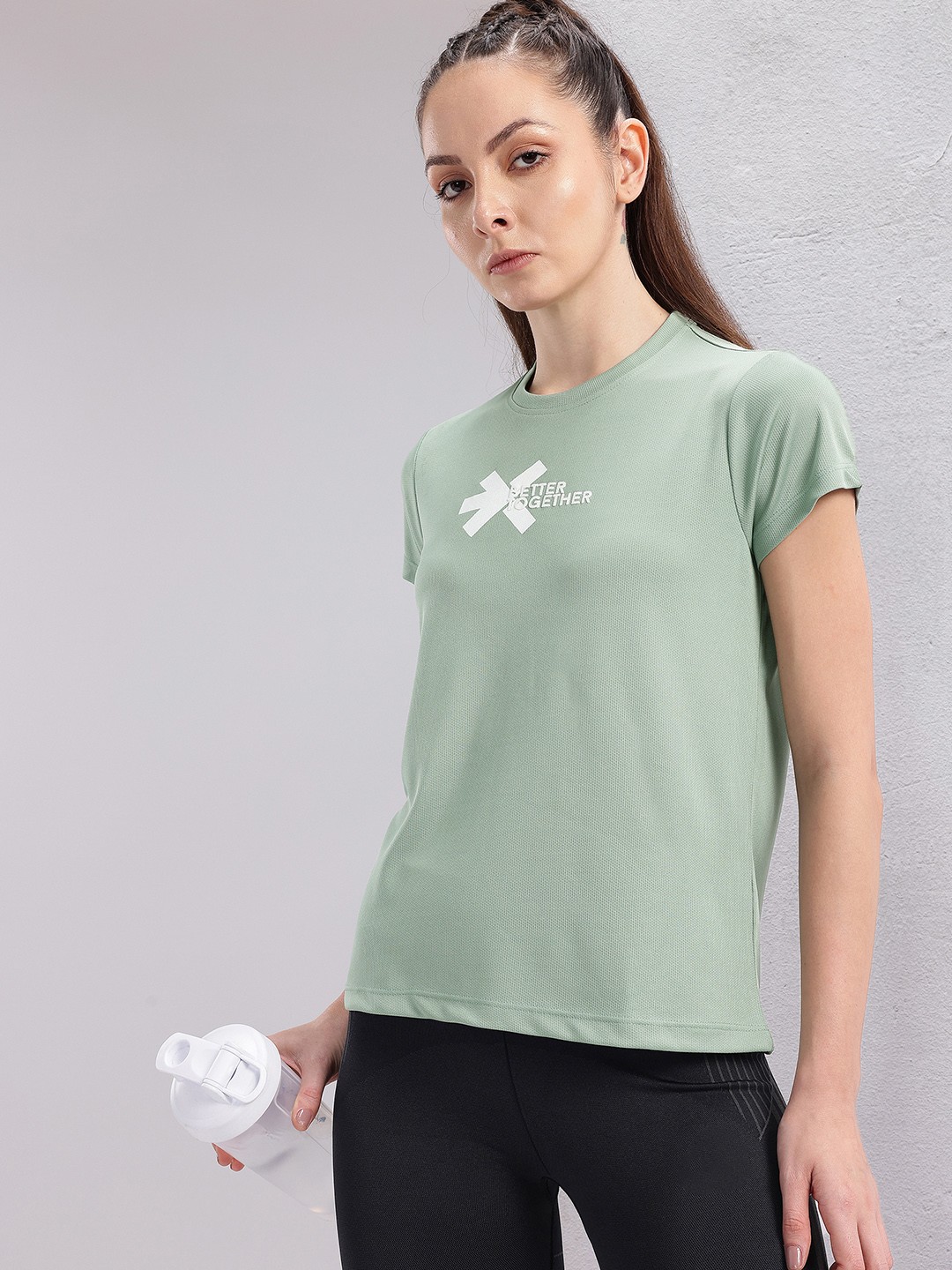

HRX by Hrithik Roshan Couple Collection Brand Logo Printed Rapid-Dry Running T-shirt, Green