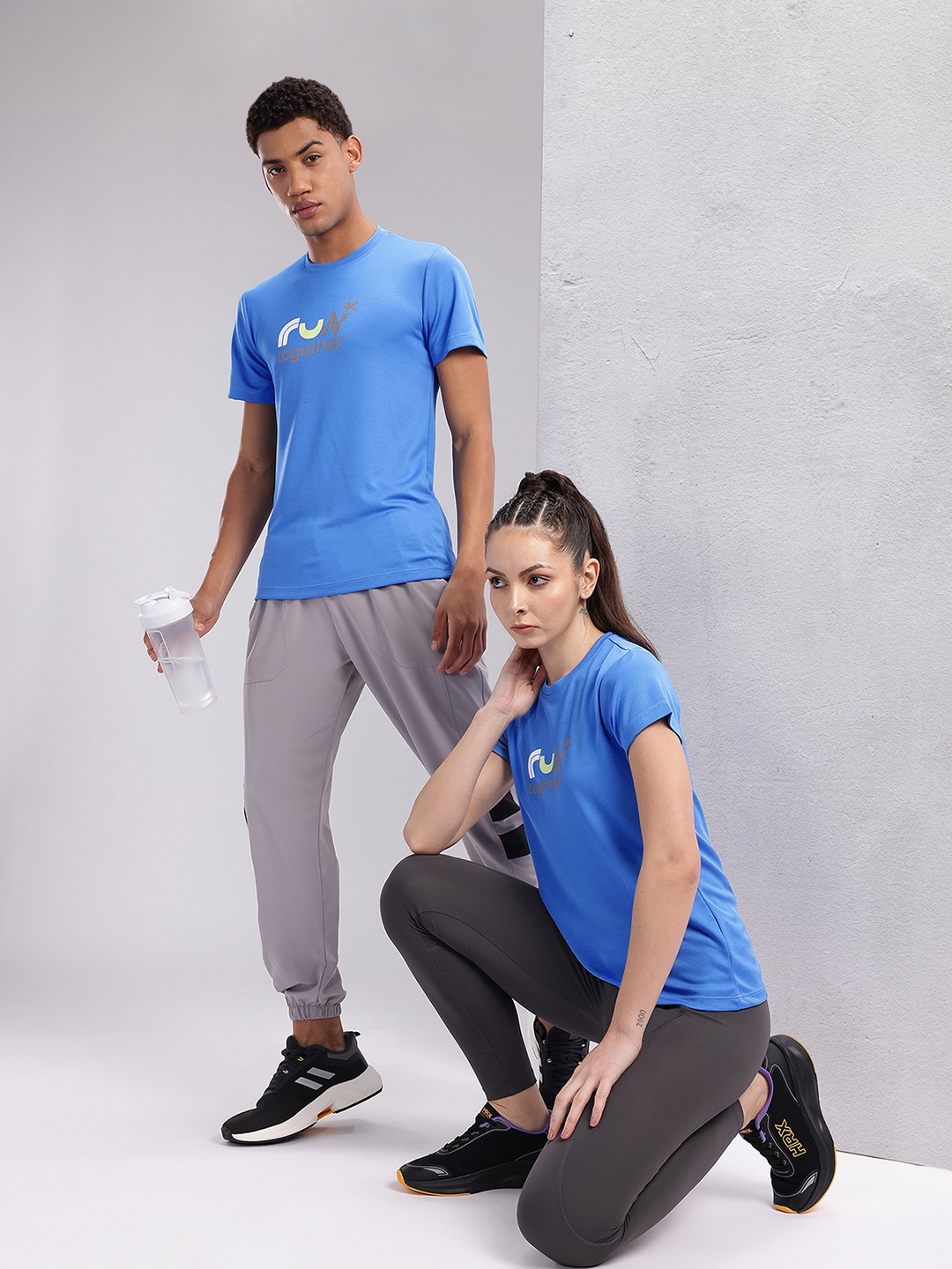 

HRX by Hrithik Roshan Couple Collection Typography Printed Running Rapid-Dry T-shirt, Blue