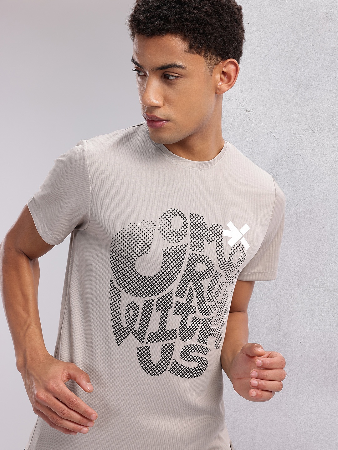 

HRX by Hrithik Roshan Typography Print Rapid-Dry Running T-shirt, Grey