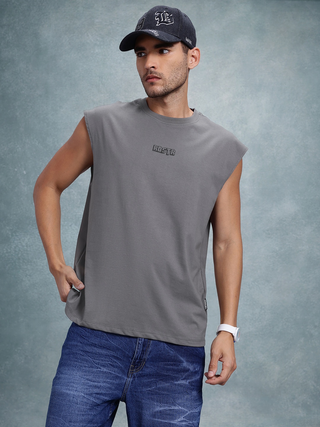 

The Roadster Life Co. Relaxed Fit Pure Cotton Longline T-shirt, Grey