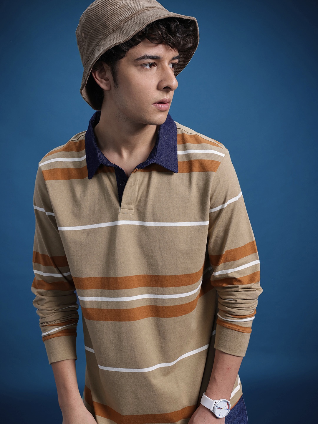 

The Roadster Life Co. Multi Striped Longline T-shirt, Taupe