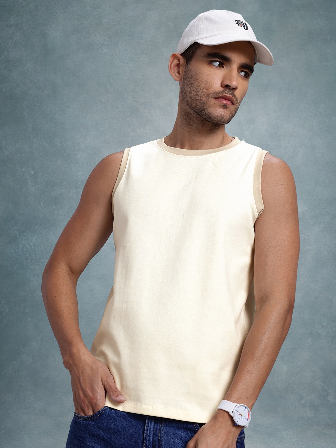 

The Roadster Life Co. Regular Fit Pure Cotton Longline T-shirt, Off white