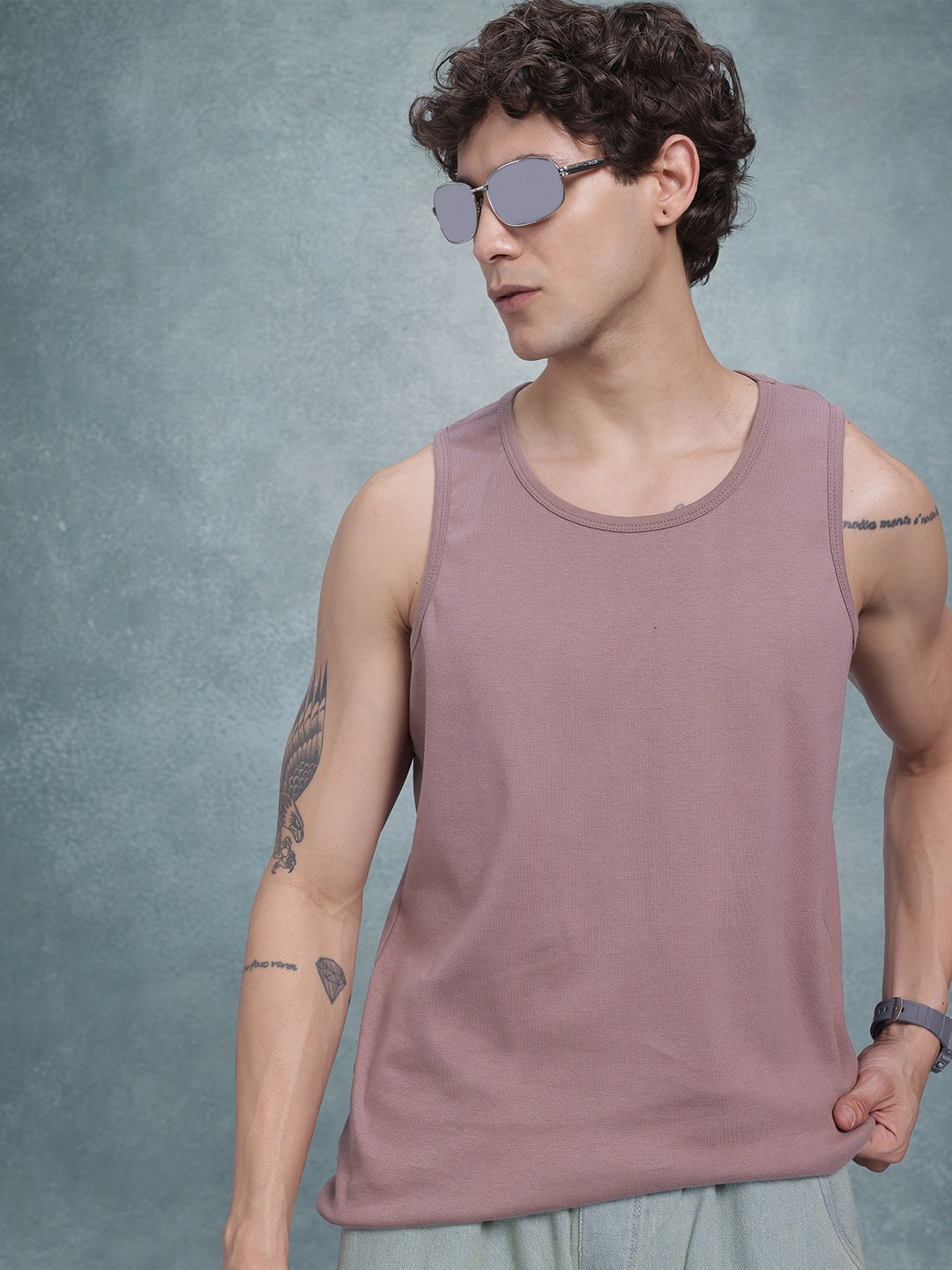 

The Roadster Life Co. Sleeveless Knitted T-shirt, Mauve