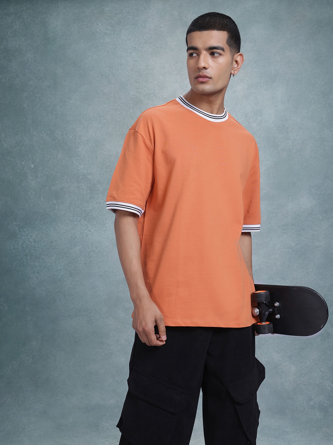 

The Roadster Life Co. Oversized Pure Cotton T-shirt, Orange