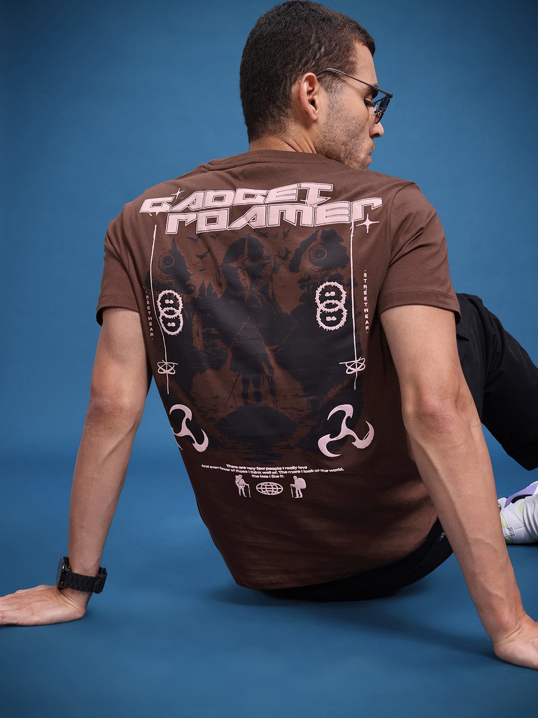 

The Roadster Life Co. Cotton Printed T-shirt, Brown