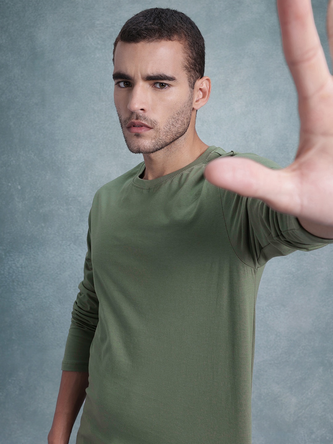 

The Roadster Life Co. Men Pure Cotton T-shirt, Olive