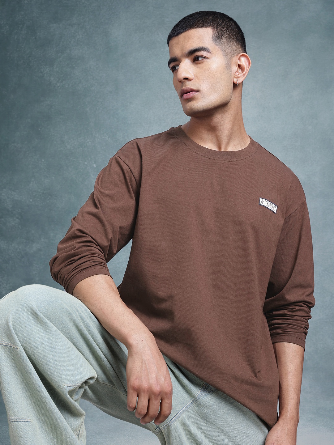 

The Roadster Life Co. Men Pure Cotton Relaxed Fit T-shirt, Brown