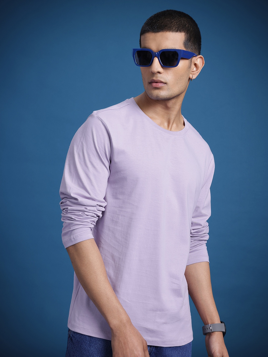 

The Roadster Life Co. Solid Pure Cotton T-shirt, Lavender