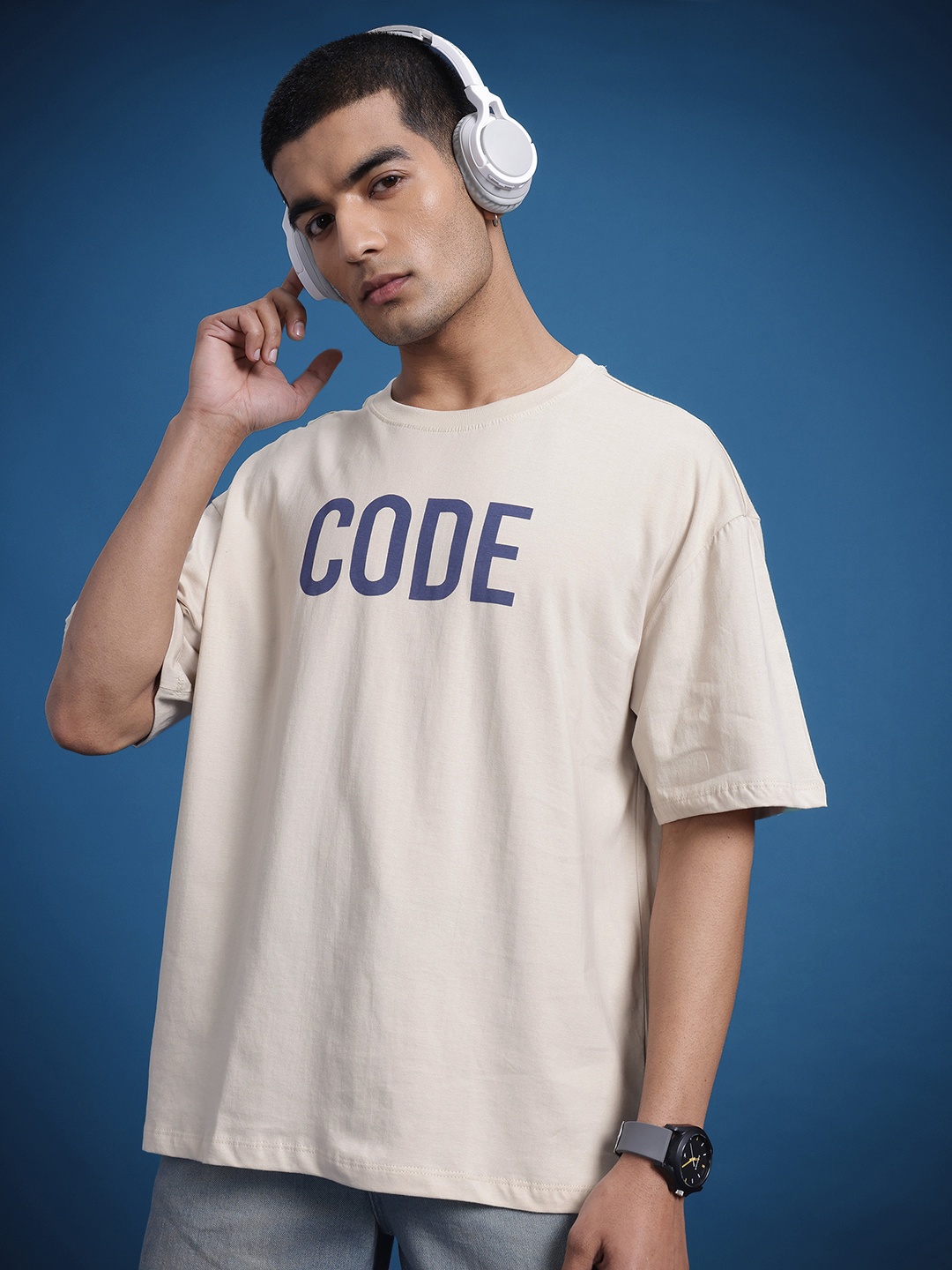 

The Roadster Life Co. Typography Printed Pure Cotton T-shirt, Beige