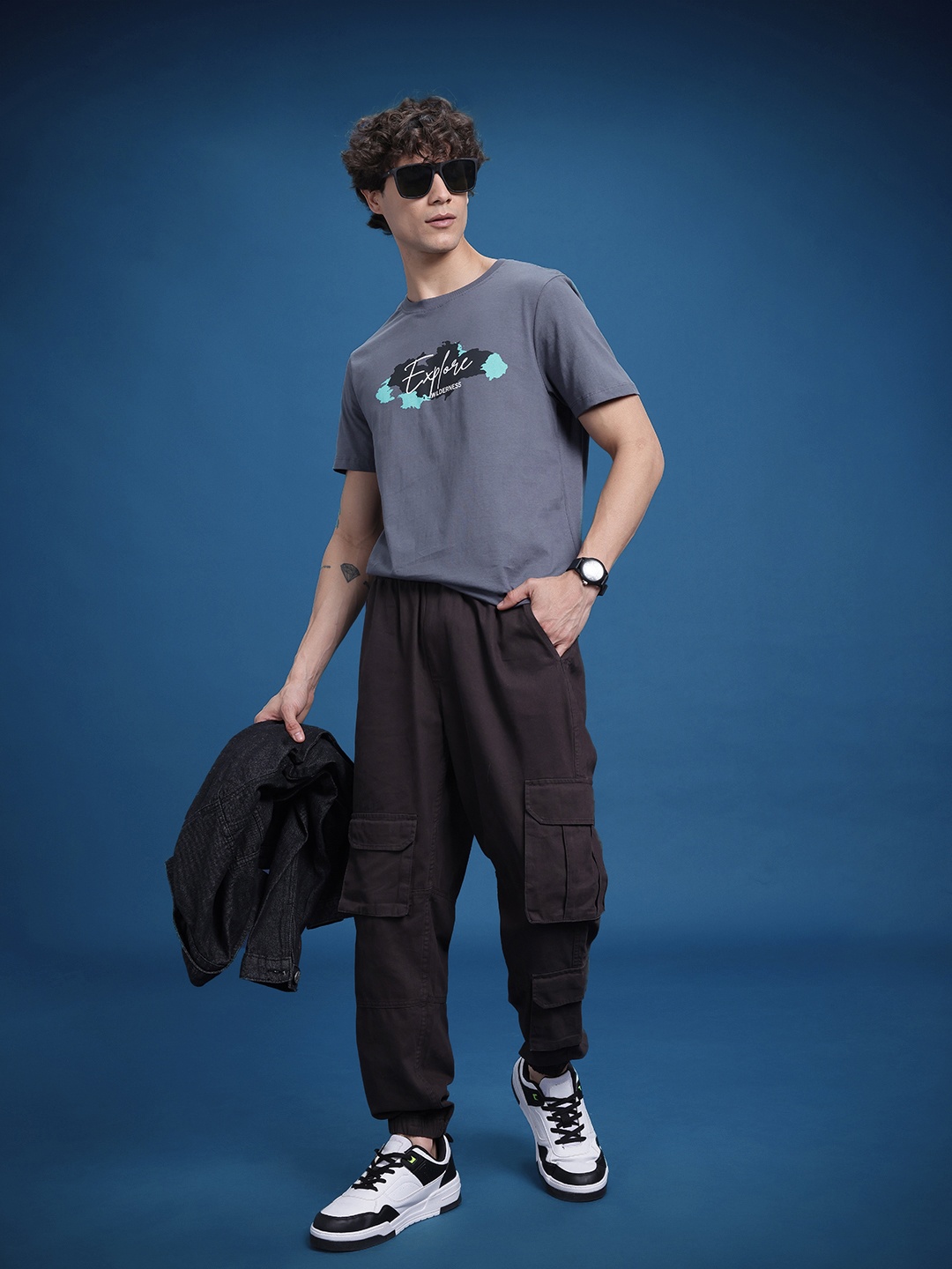The Roadster Life Co. Typography Printed Pure Cotton T-shirt, Grey