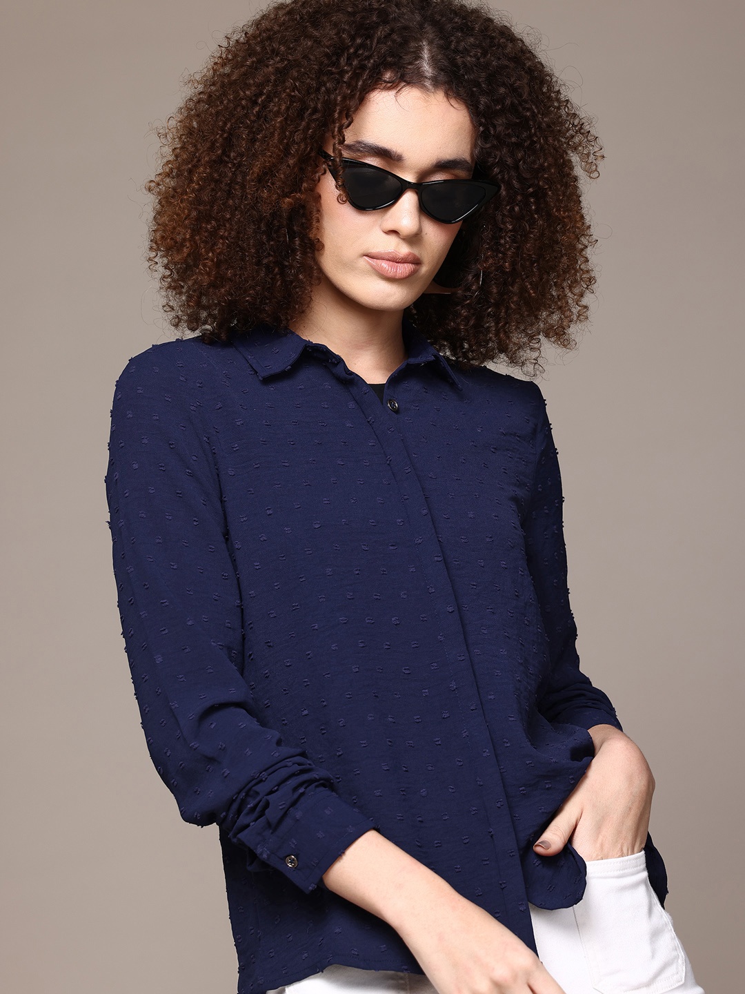 

The Roadster Lifestyle Co. Textured Casual Shirt, Navy blue