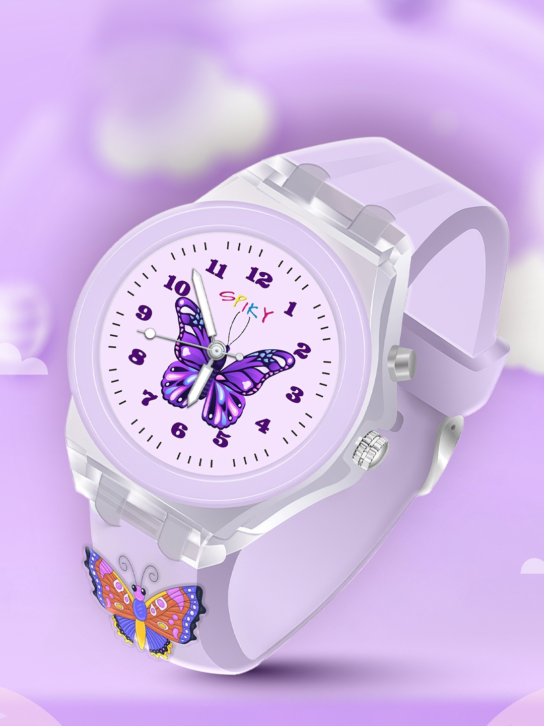 

Spiky Unisex Kids Dial & Straps Analogue Function Watch Light_Bfly_Pur, Purple