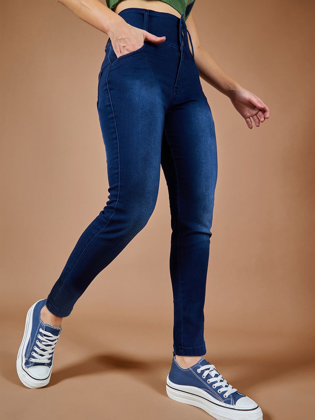 

Roadster Women Skinny Fit High Rise Stretchable High Waist Denim Jeans, Navy blue