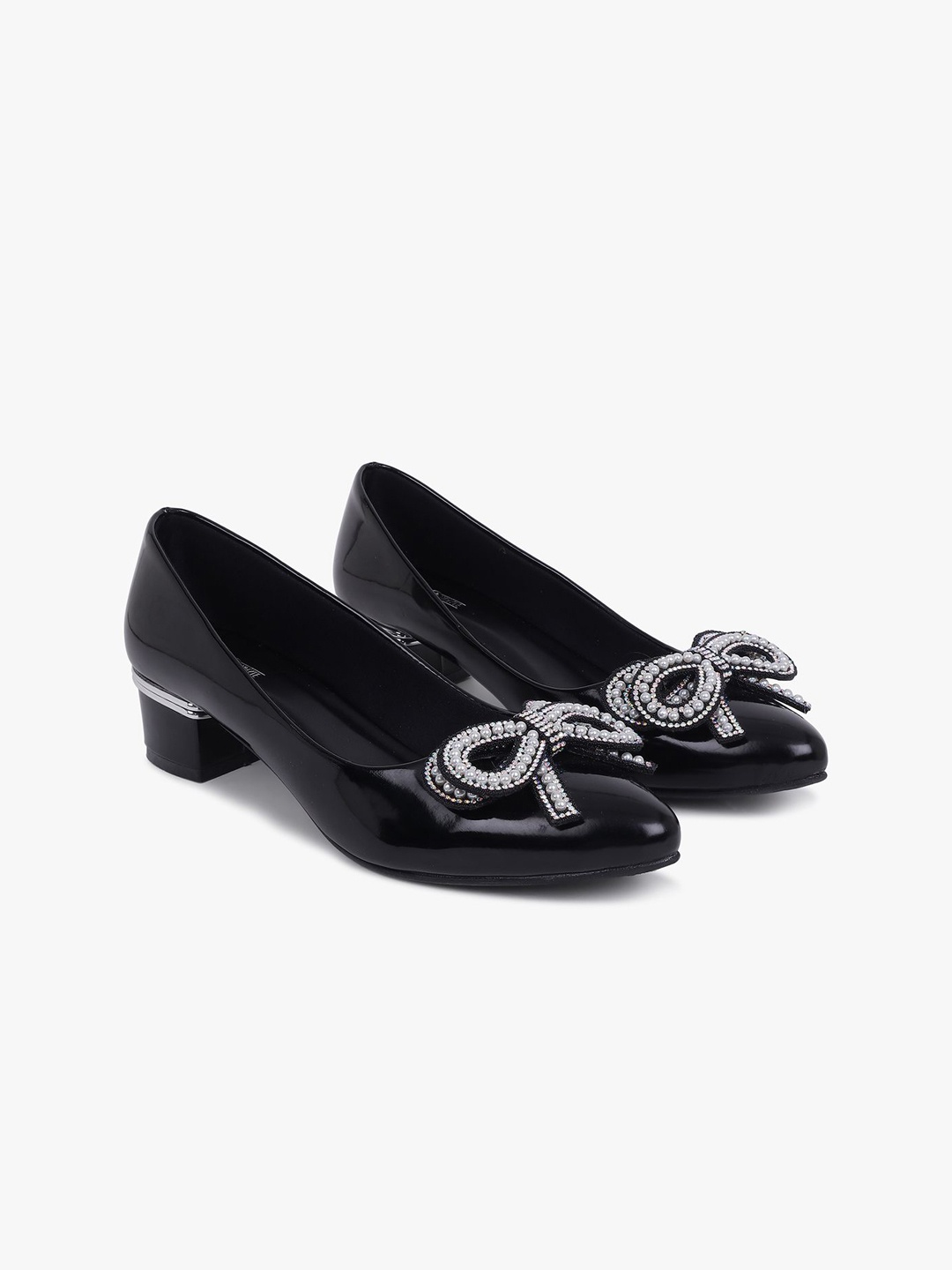 

Justin Whyte Women Block Heel Pumps with Bow Details, Black