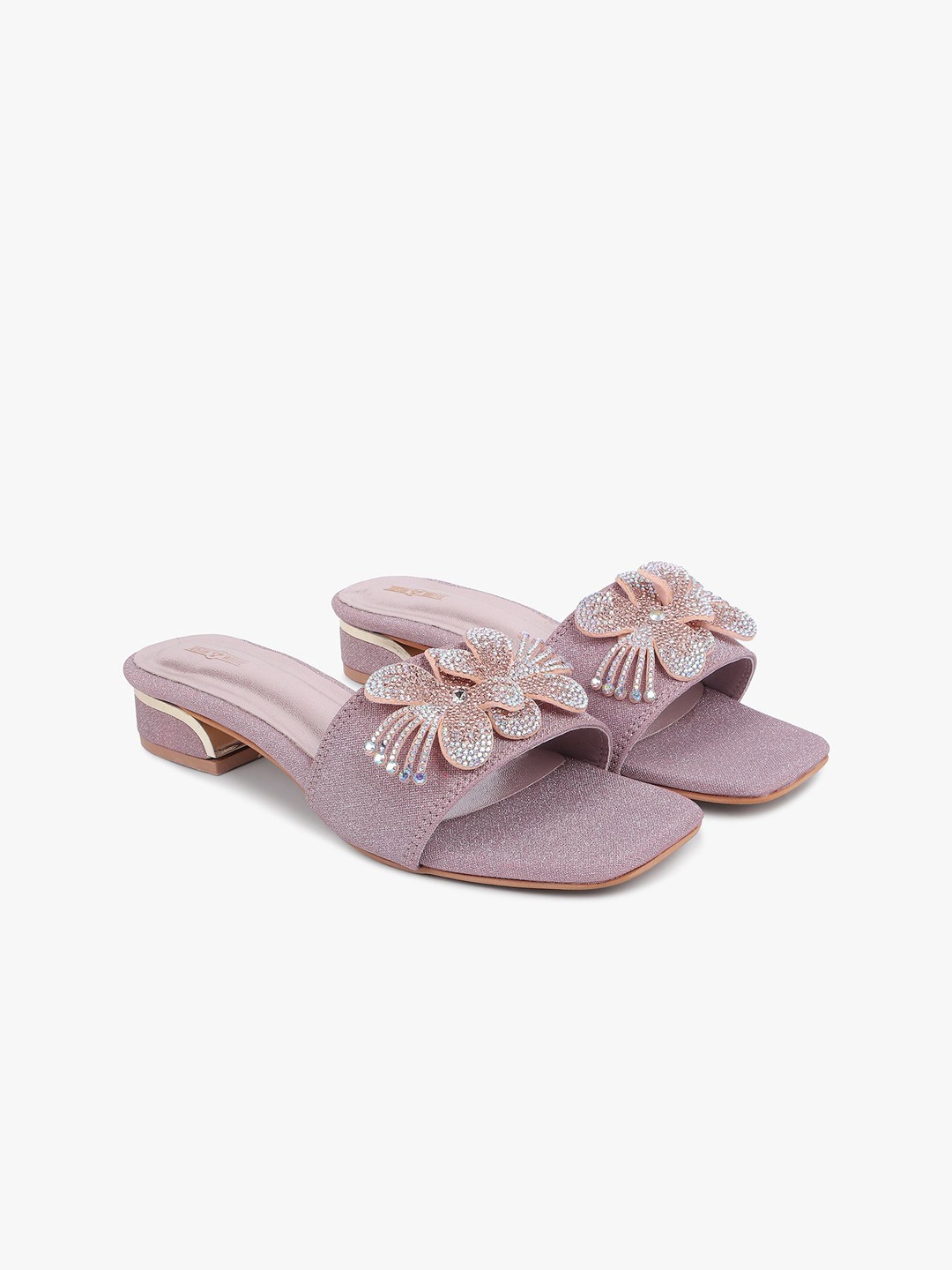 

Justin Whyte Women Embellished Open Toe Comfort Heels, Pink