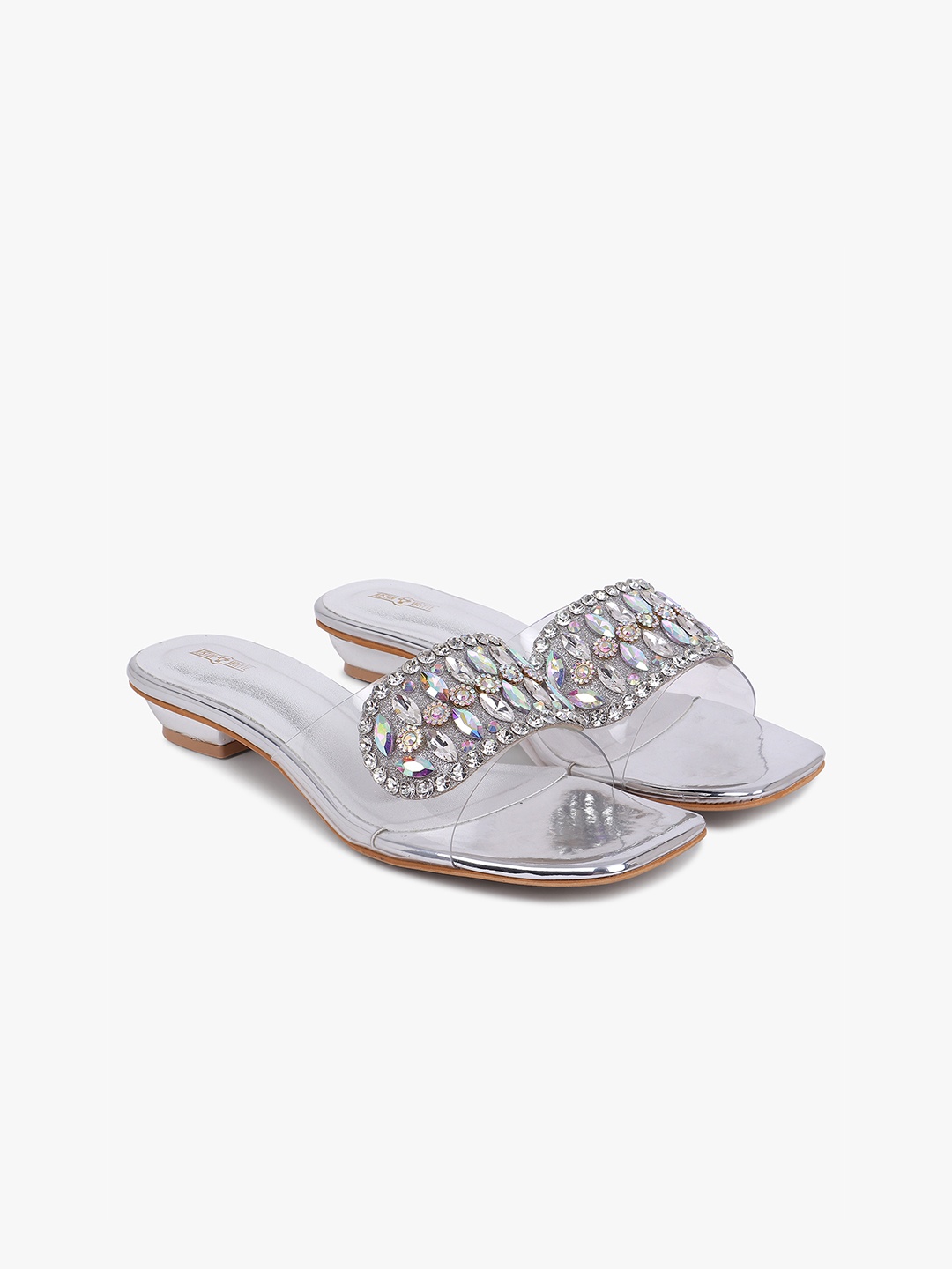 

Justin Whyte Women Embellished Comfort Heels Sandals, Silver