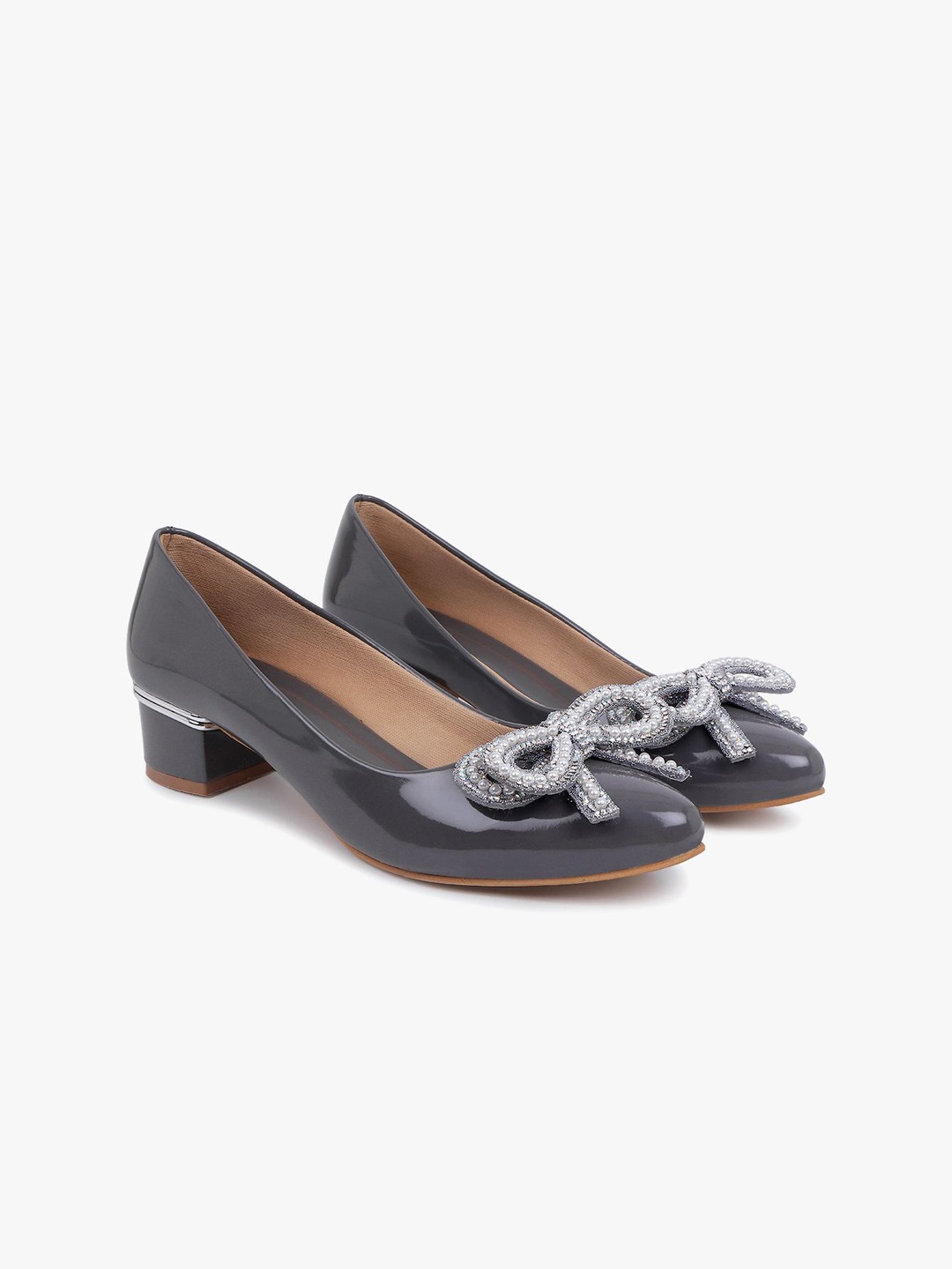 

Justin Whyte Women Embellished Block Heel Pumps, Grey