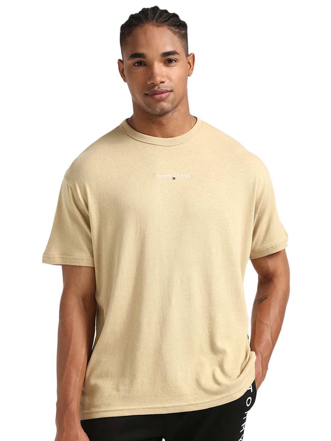 

Tommy Hilfiger Men Solid Round Neck Cotton T-shirt, Beige