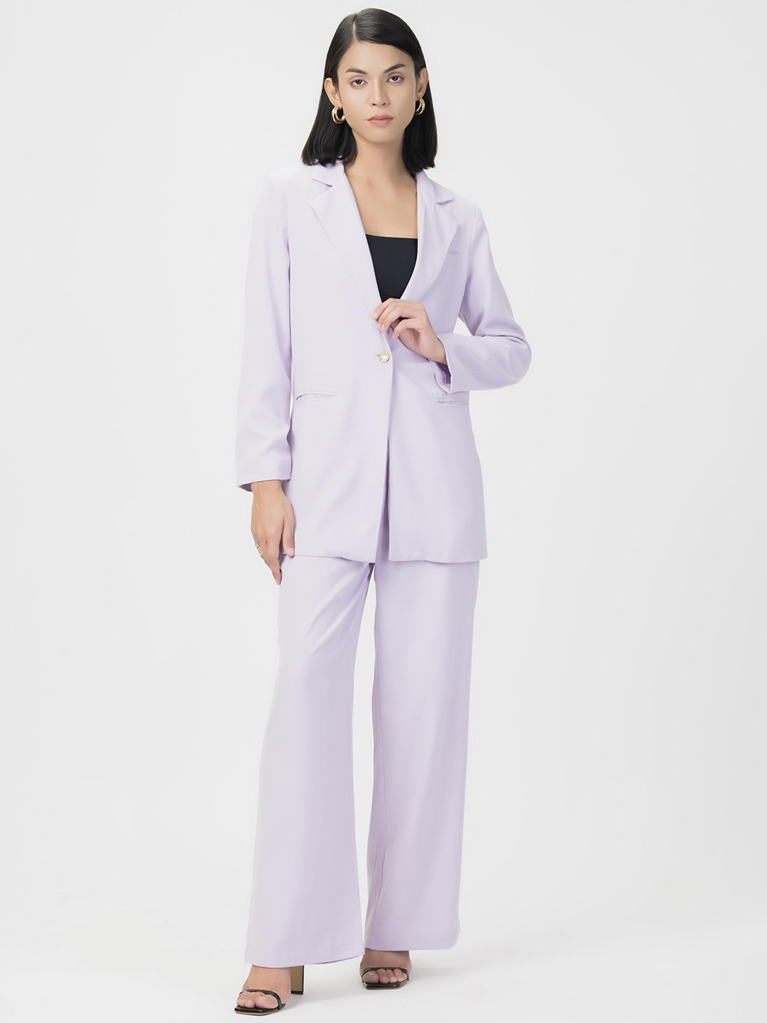 

HOUSE OF S Lapel Collar Long Sleeves Blazer With Trouser, Purple