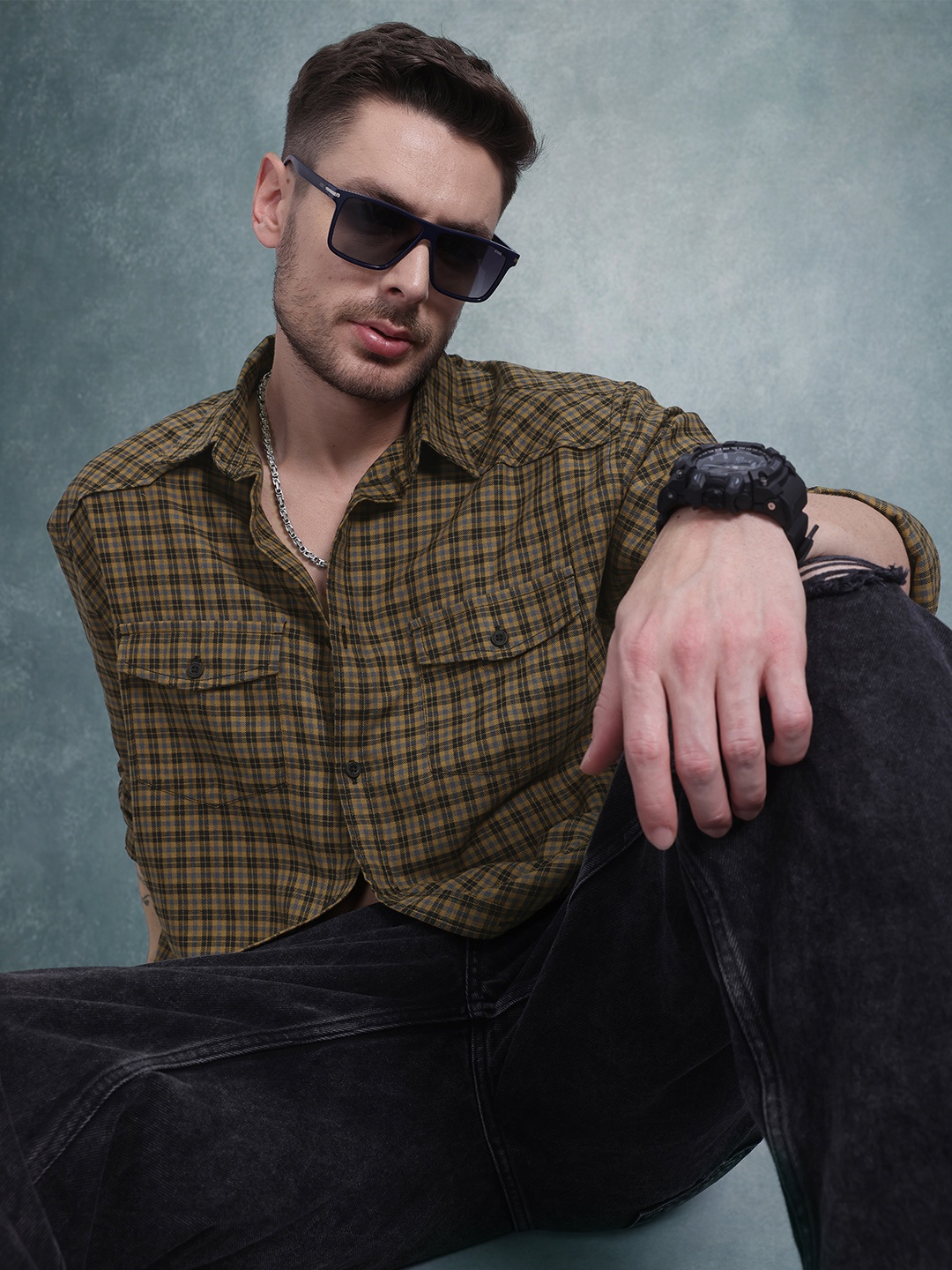 

The Roadster Life Co. Checked Relaxed Fit Cotton Shirt, Brown